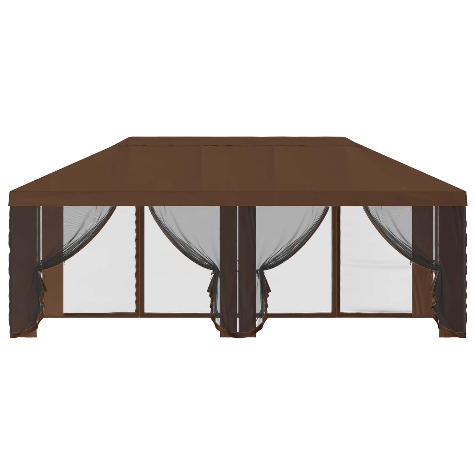 Copertura Gazebo con Pareti Laterali Marrone 600,5 x 300,5 cm