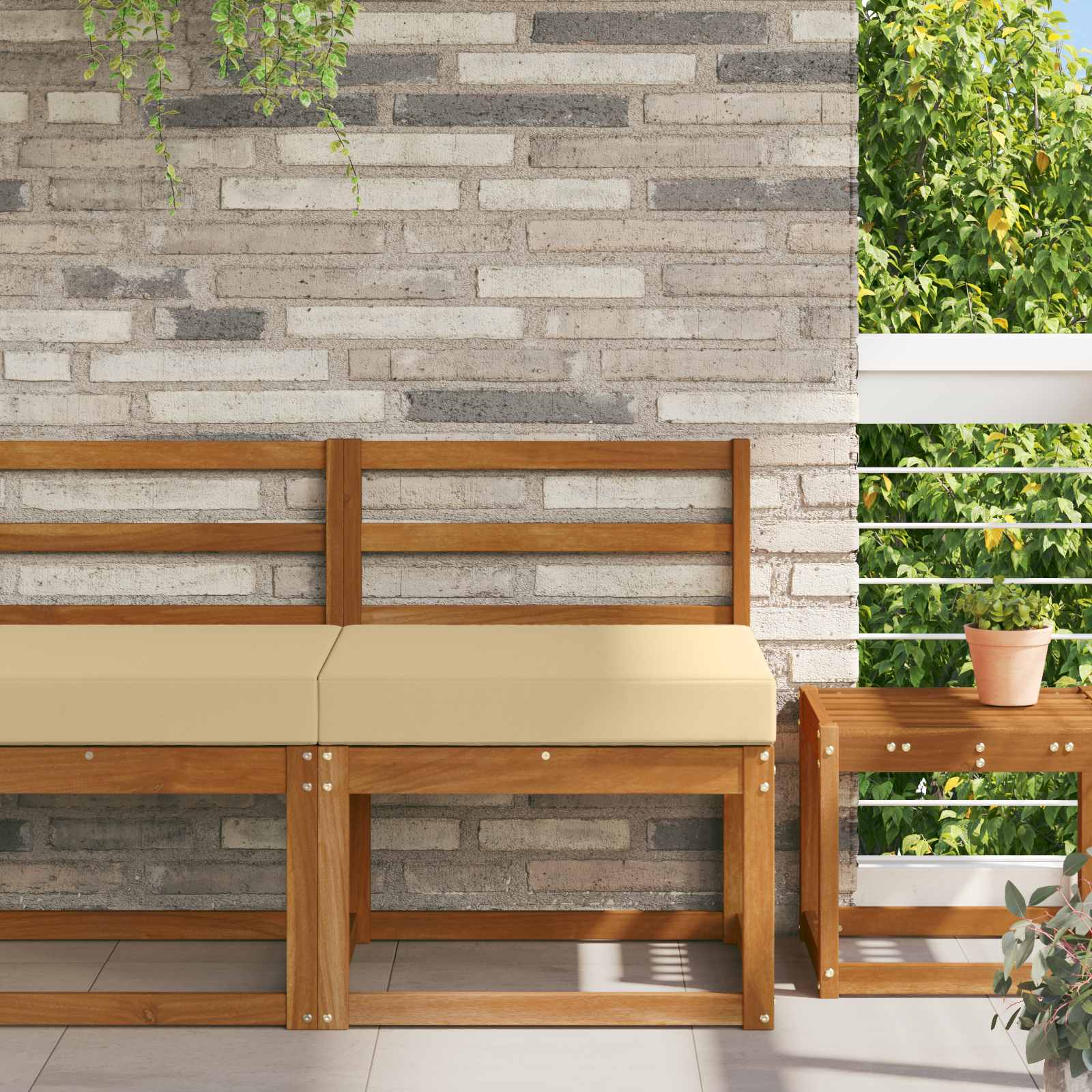 Cuscino per divano da esterno Poliestere Beige 60 x 60 cm