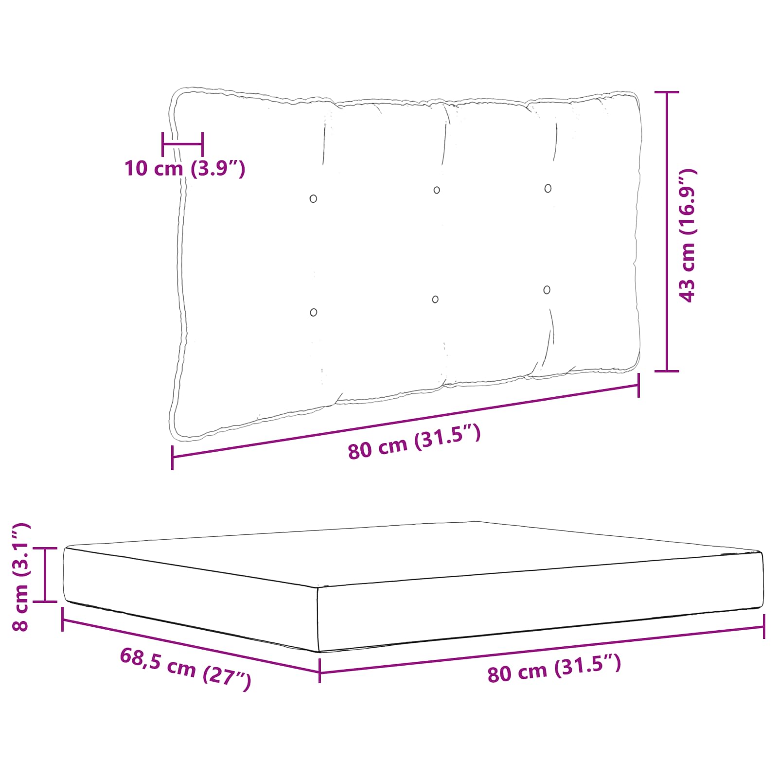 Cuscino per divano da esterno Poliestere Verde 80 x 68,5 cm