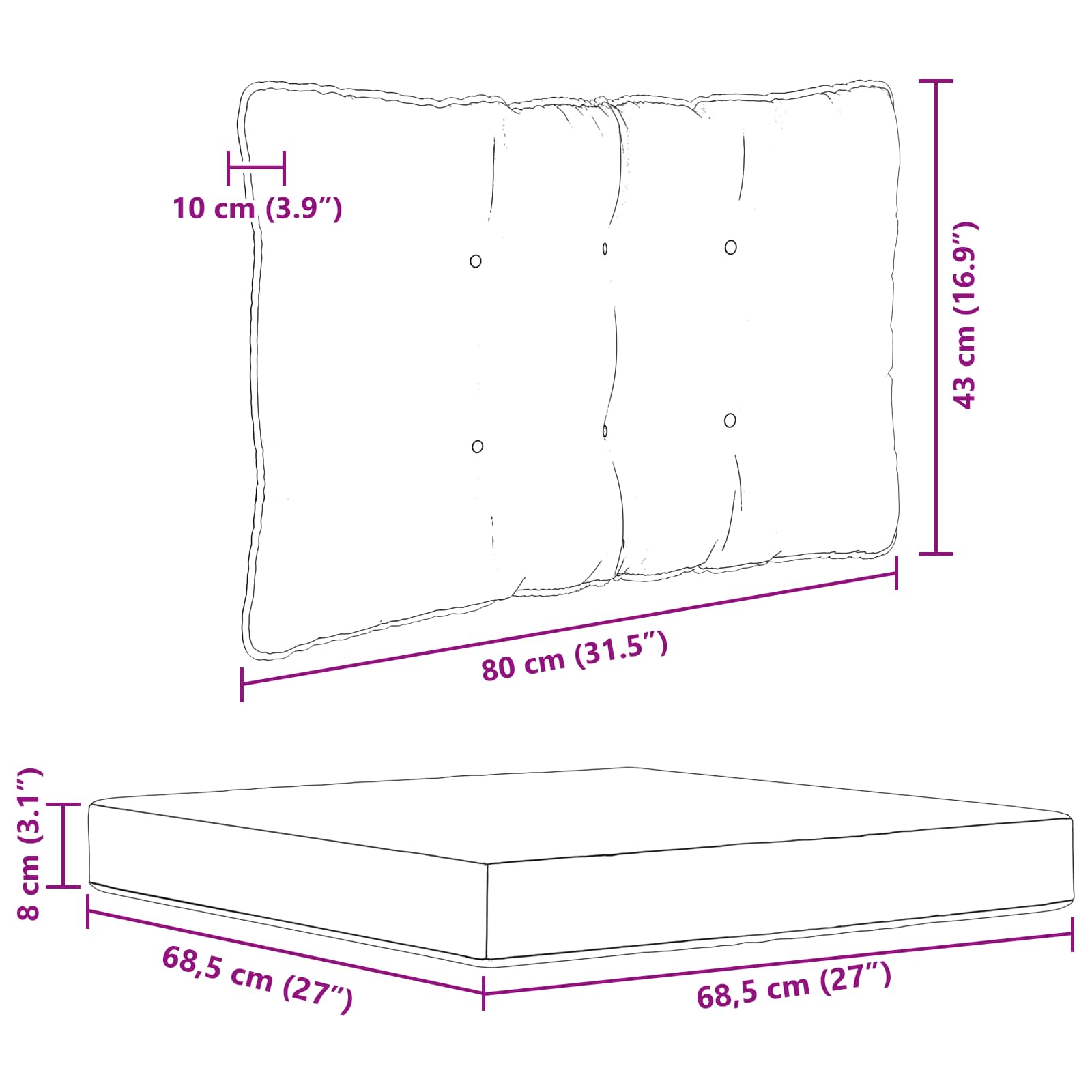 Cuscino per divano da esterno Poliestere Crema 68,5 x 68,5 cm