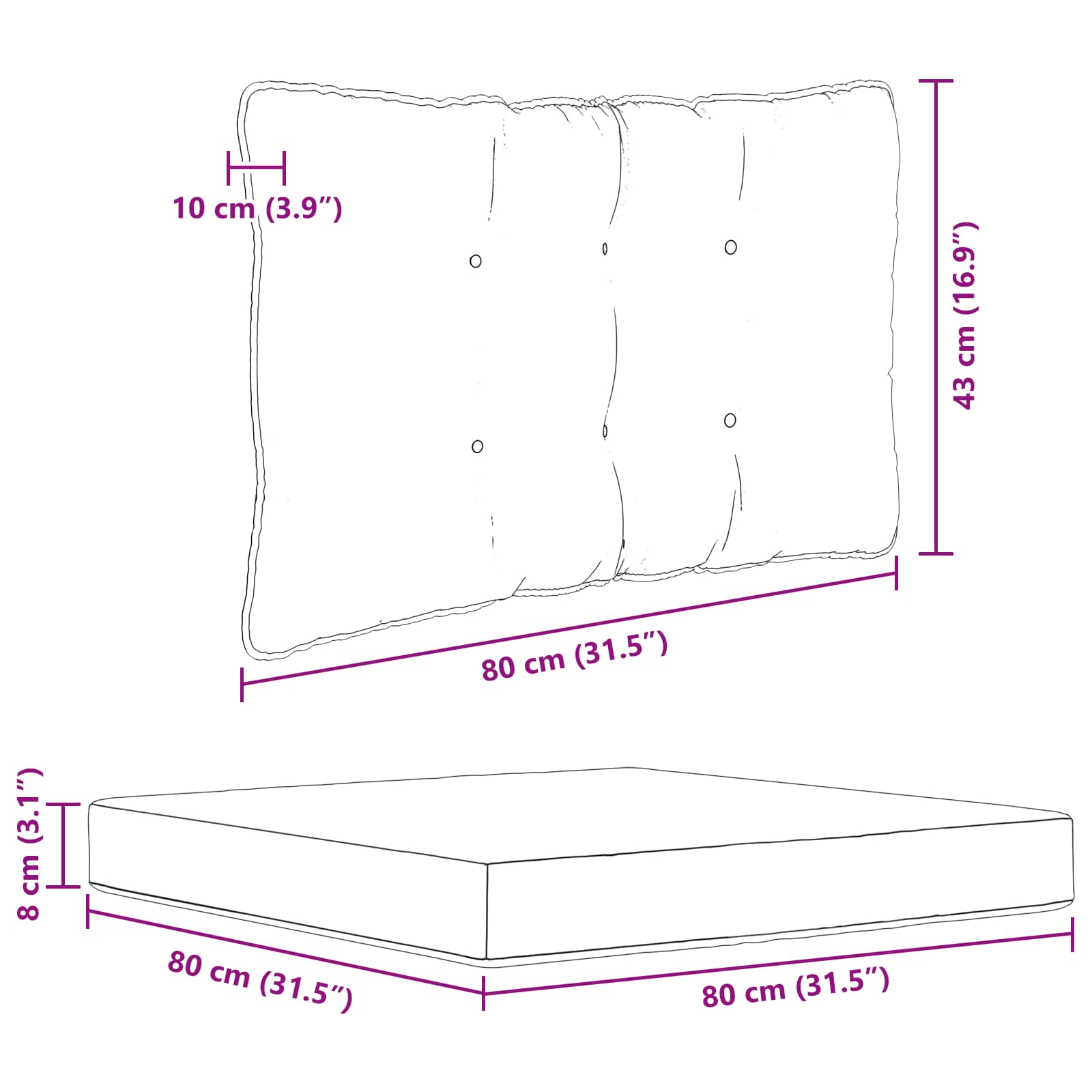 Cuscino per divano da esterno Poliestere Rosa 68,5 x 68,5 cm