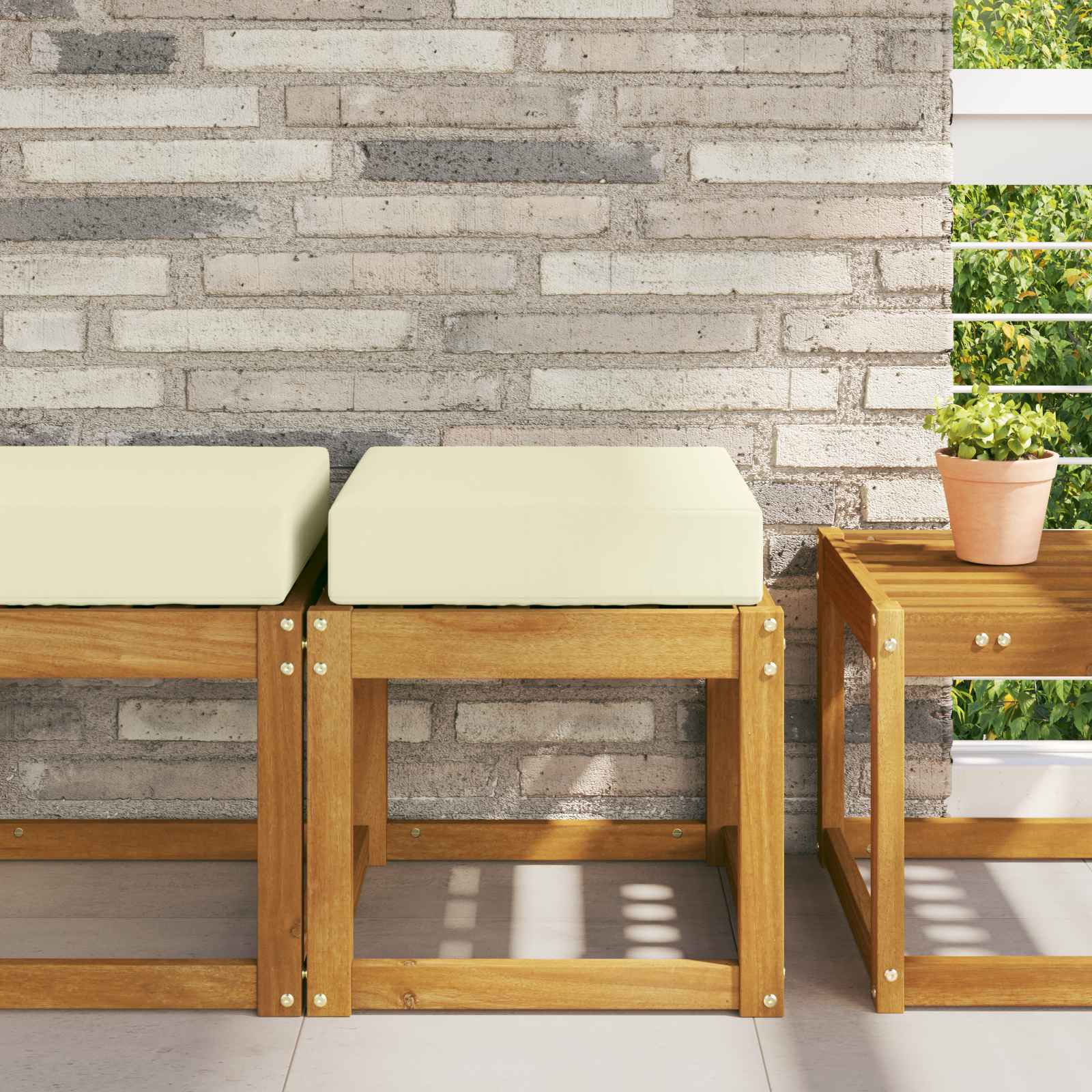 Cuscino da Sedia Esterno 100% Poliestere Crema 40 x 40 x 8 cm