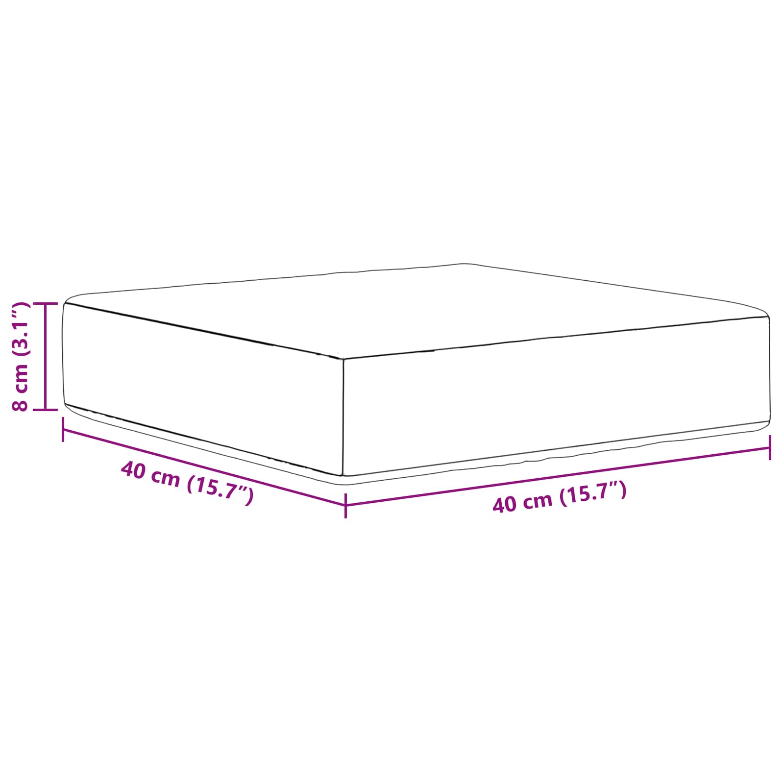 Cuscino da Sedia Esterno 100% Poliestere Crema 40 x 40 x 8 cm