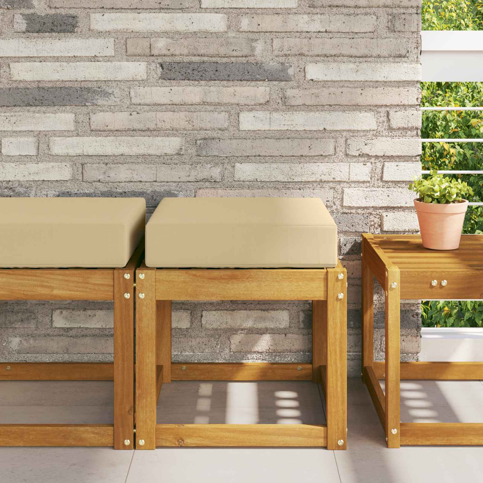 Cuscino da Sedia Esterno 100% Poliestere Beige 40 x 40 x 8 cm