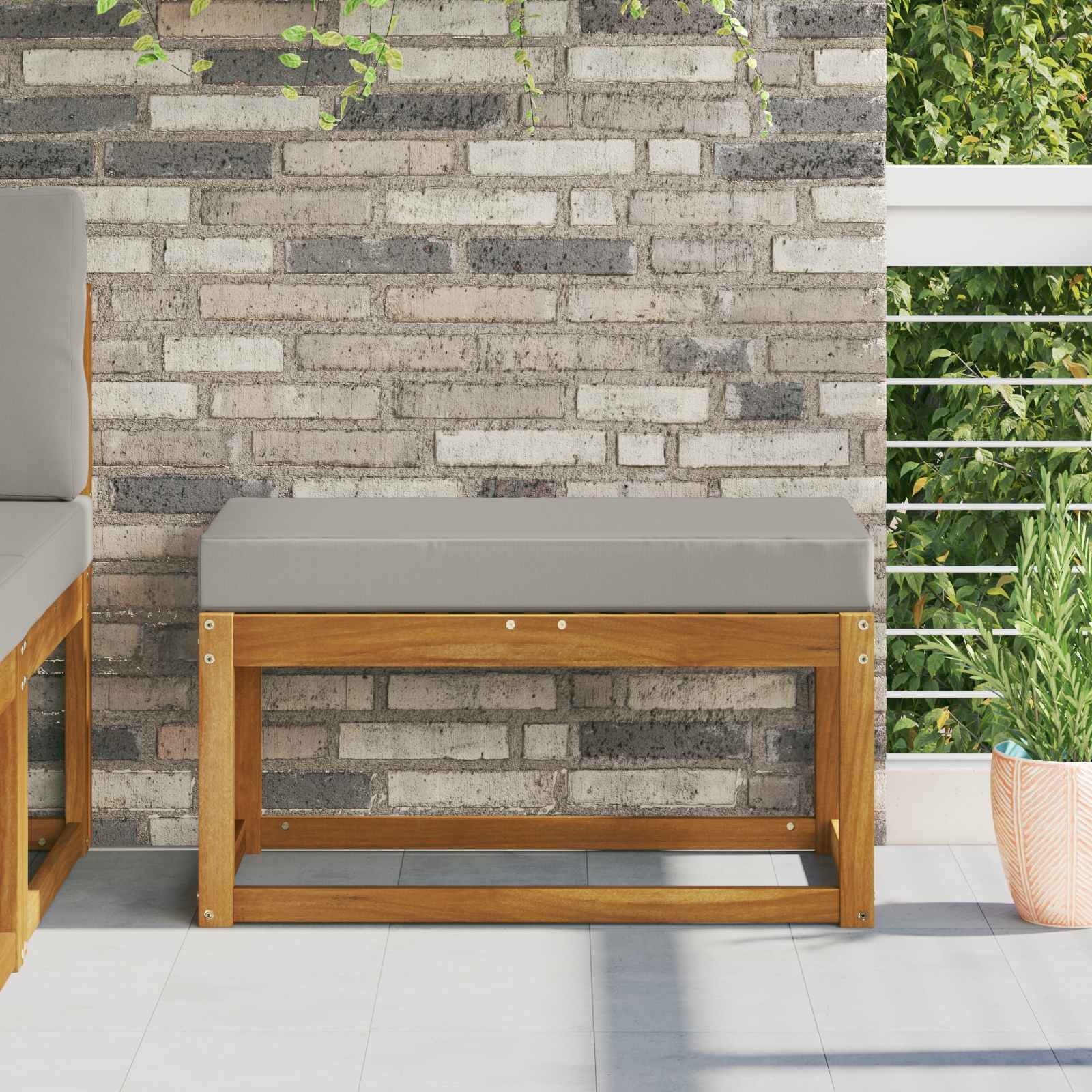 Cuscino da Sedia Esterno 100% Poliestere Grigio 80 x 40 x 8 cm