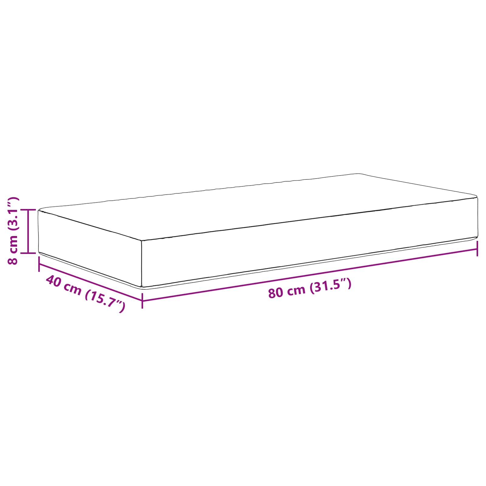 Cuscino da Sedia Esterno 100% Poliestere Crema 80 x 40 x 8 cm