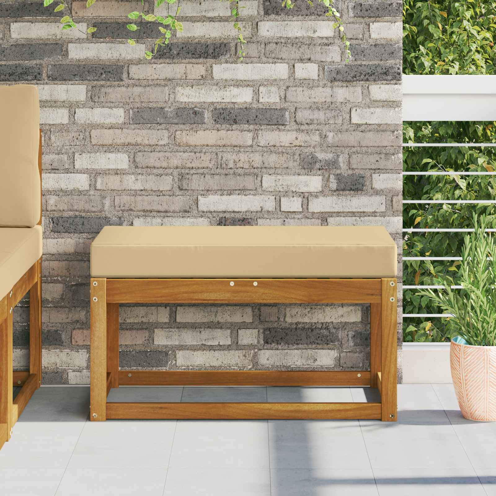 Cuscino da Sedia Esterno 100% Poliestere Beige 80 x 40 x 8 cm