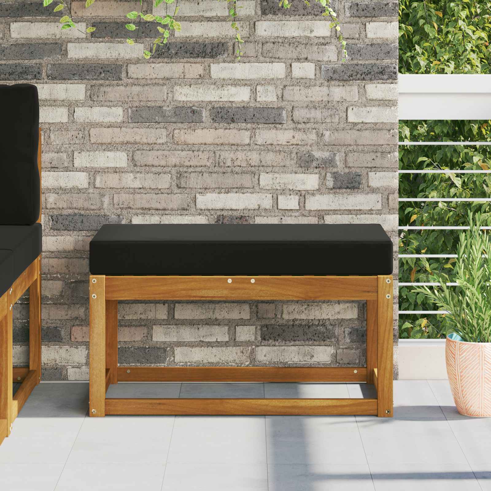 Cuscino da Sedia Esterno 100% Poliestere Nero 80 x 40 x 8 cm