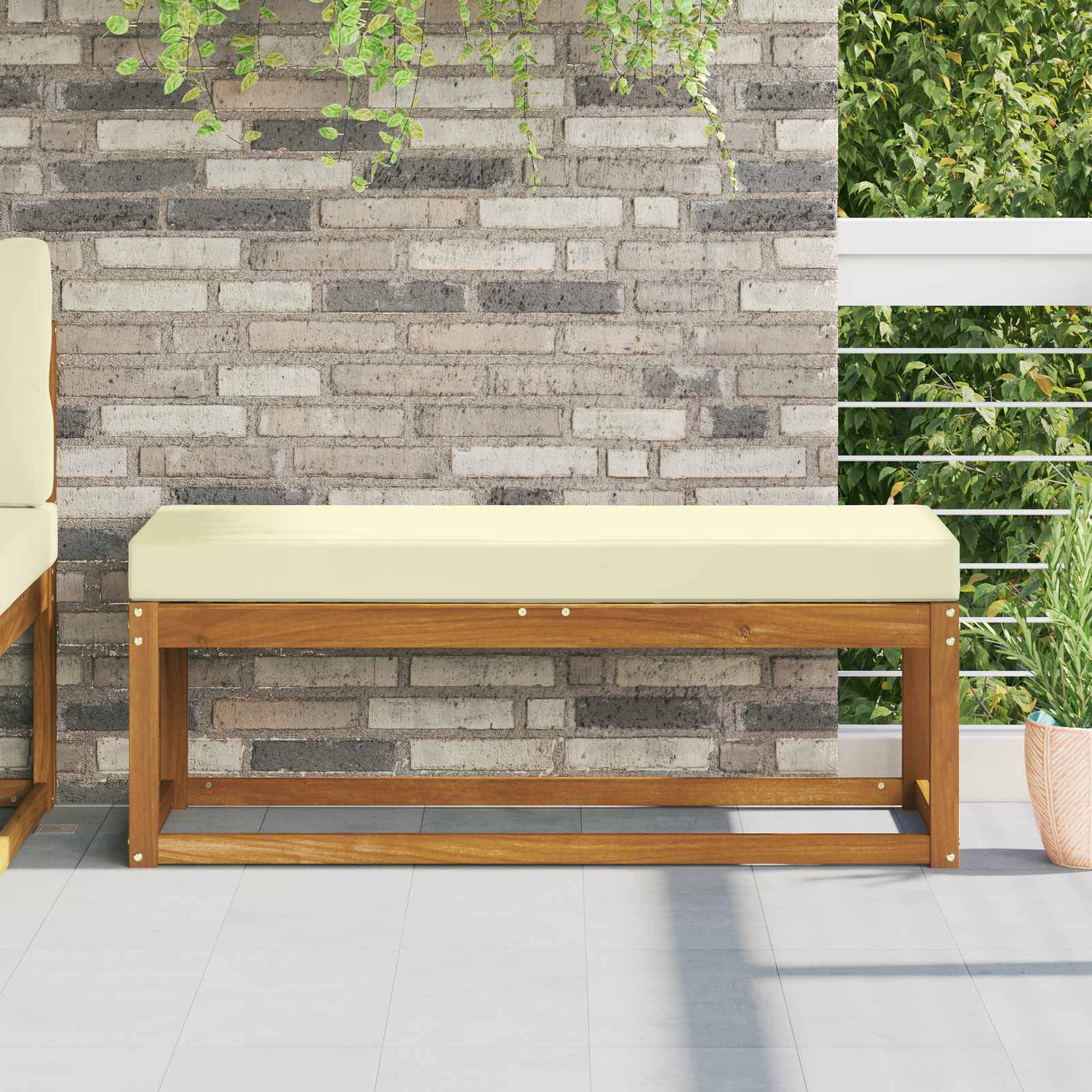 Cuscino da Sedia Esterno 100% Poliestere Crema 115 x 40 x 8 cm