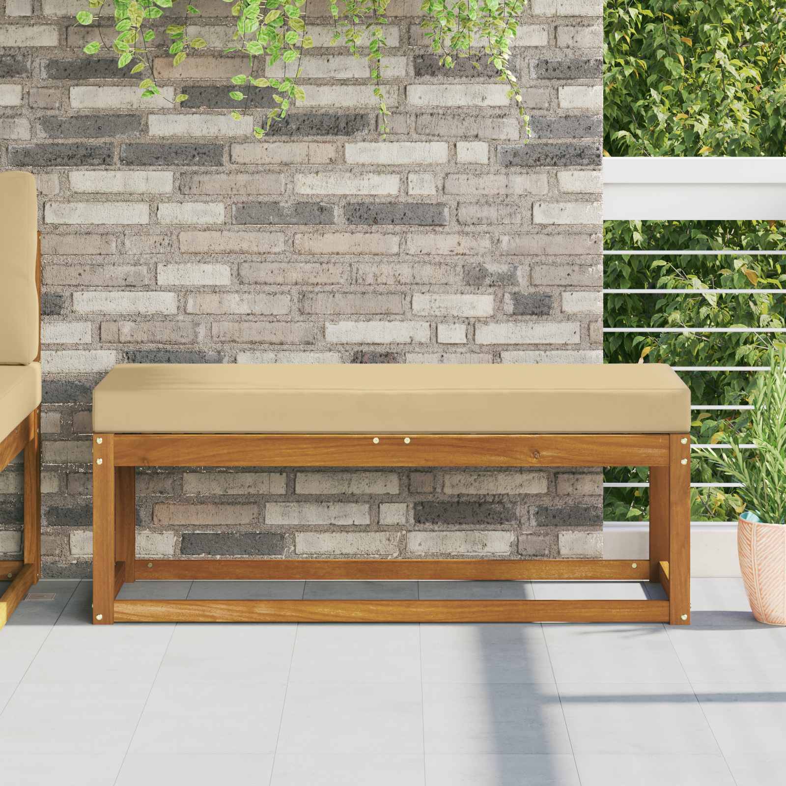 Cuscino da Sedia Esterno 100% Poliestere Beige 115 x 40 x 8 cm