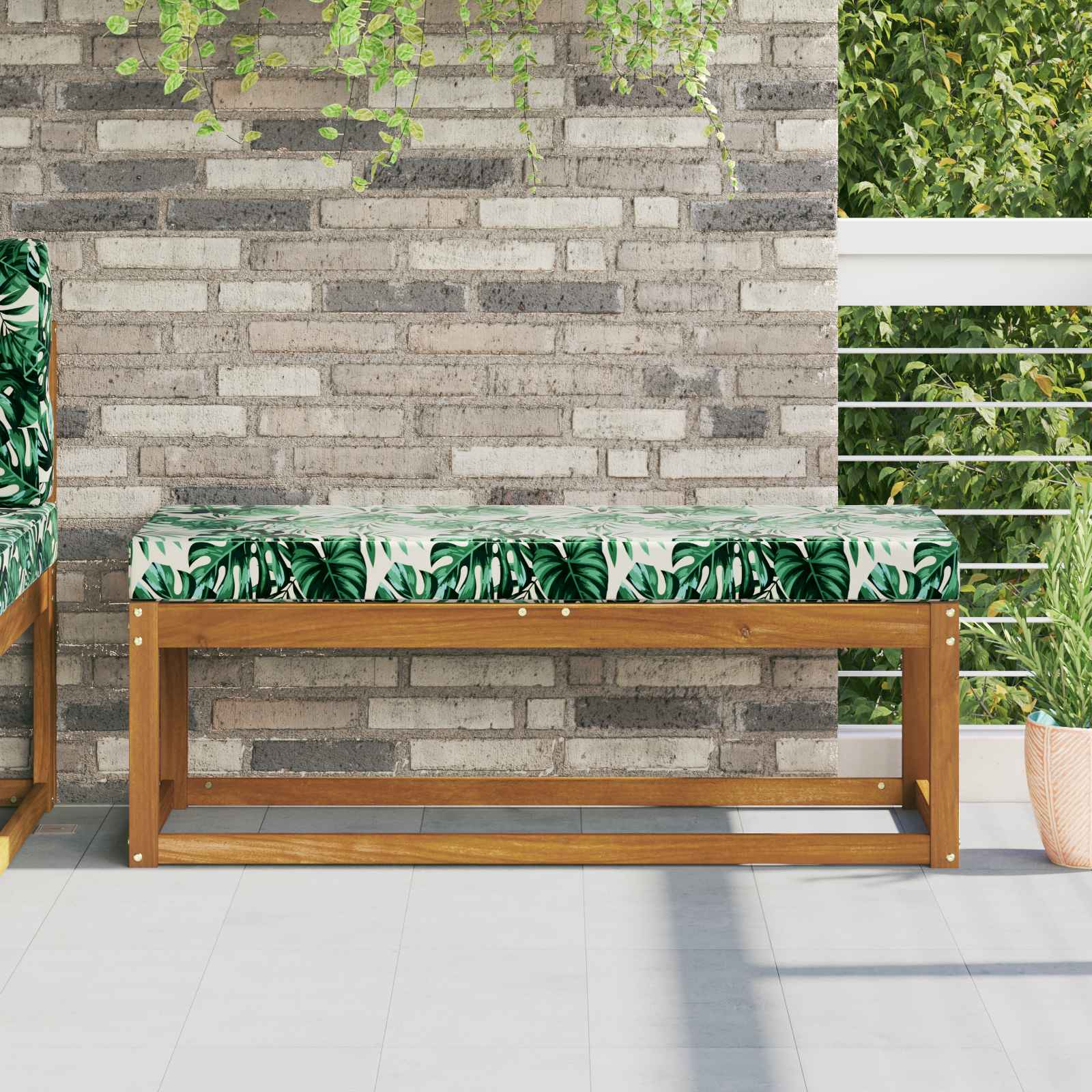 Cuscino da Sedia Esterno 100% Poliestere Fogli tropicali