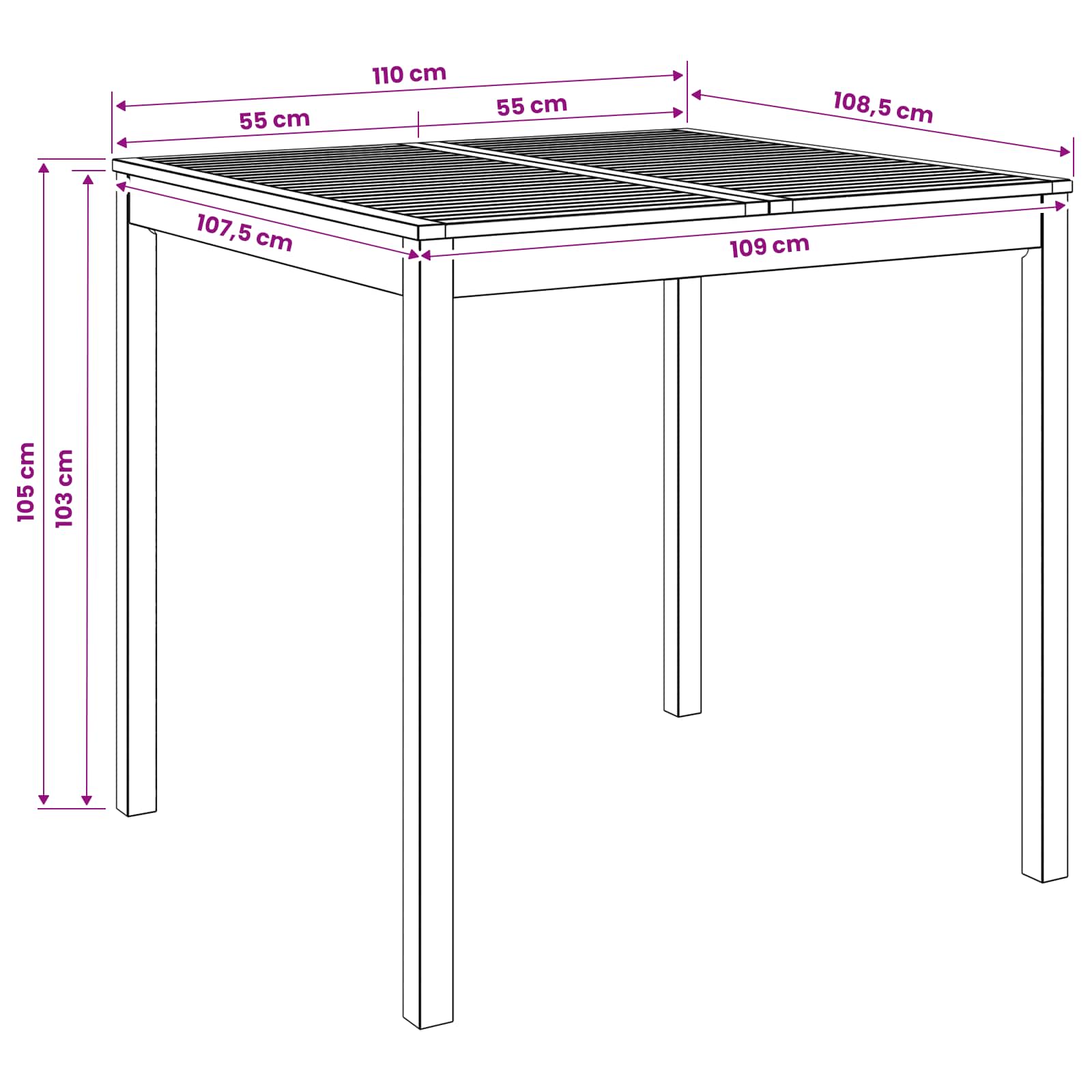 Tavolo Bar da Giardino Naturale 110 x 108,5 x 105 cm