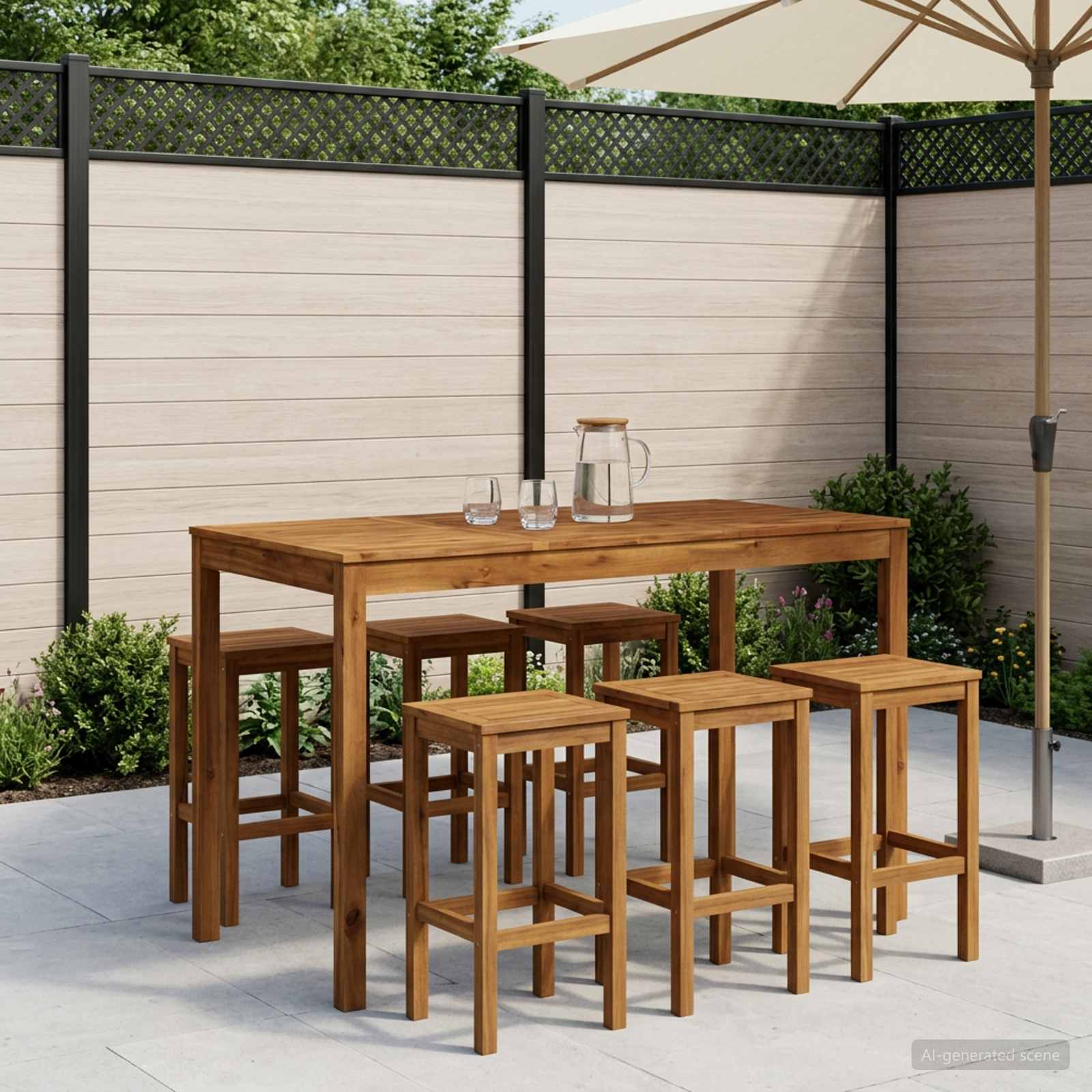 Tavolo Bar da Giardino Naturale 141 x 80,5 x 105 cm