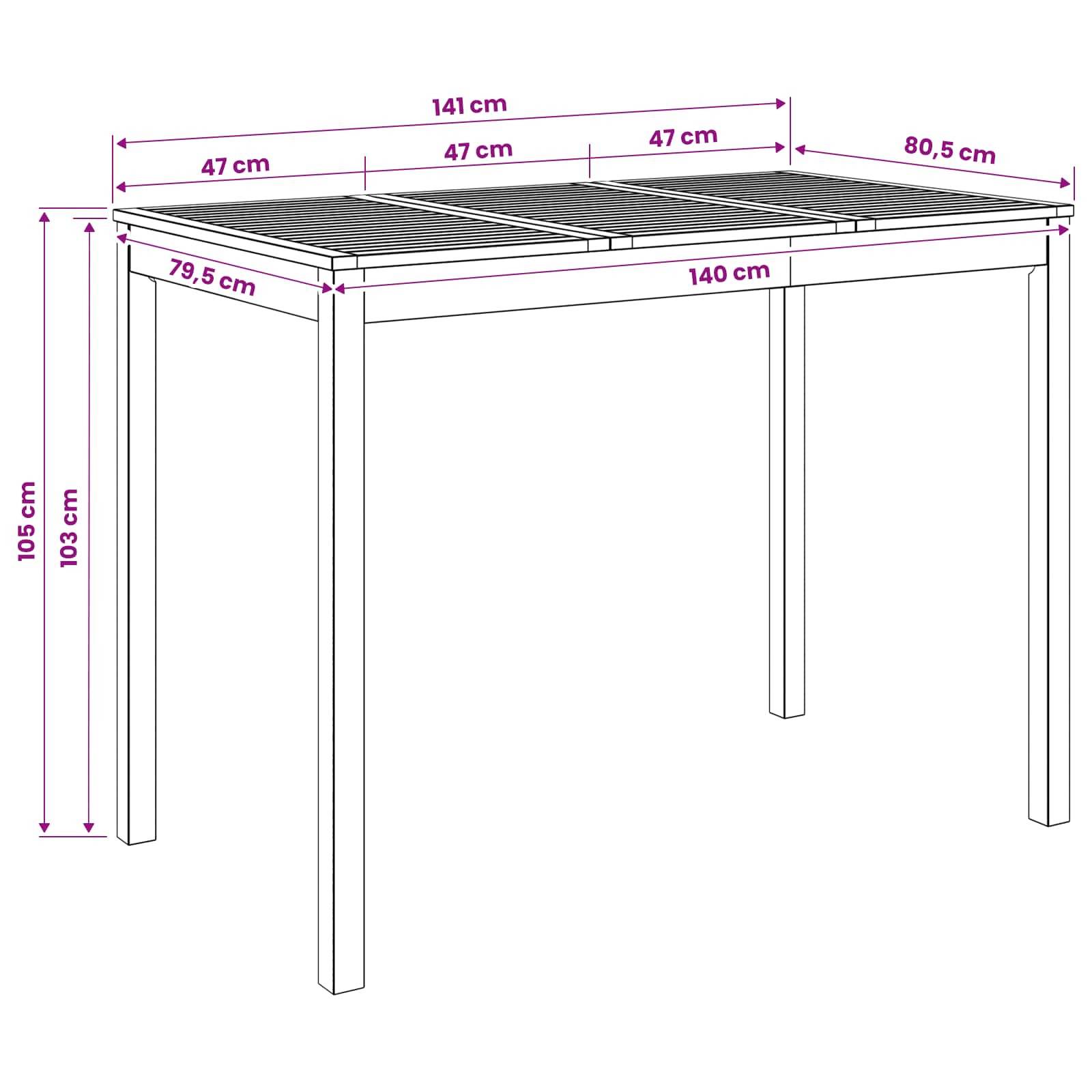 Tavolo Bar da Giardino Naturale 141 x 80,5 x 105 cm