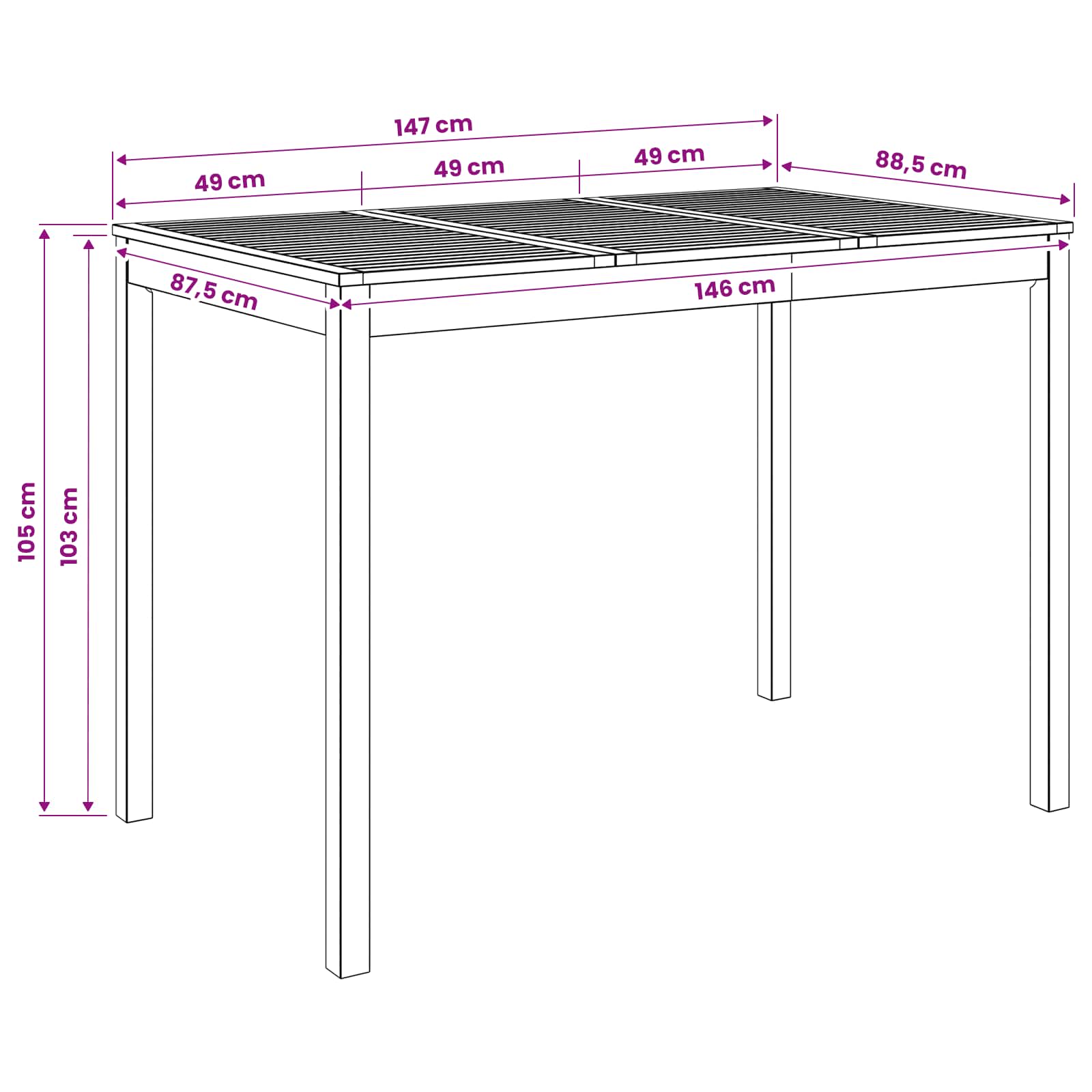 Tavolo Bar da Giardino Naturale 147 x 88,5 x 105 cm