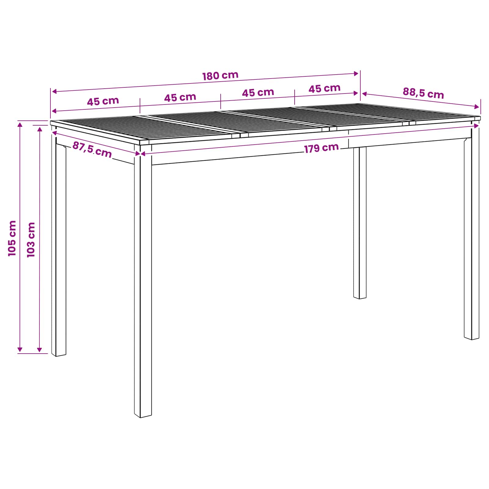 Tavolo Bar da Giardino Naturale 180 x 88,5 x 105 cm