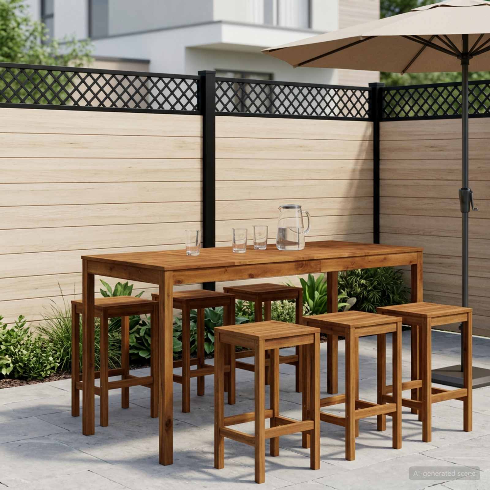 Tavolo Bar da Giardino Naturale 196 x 80,5 x 105 cm