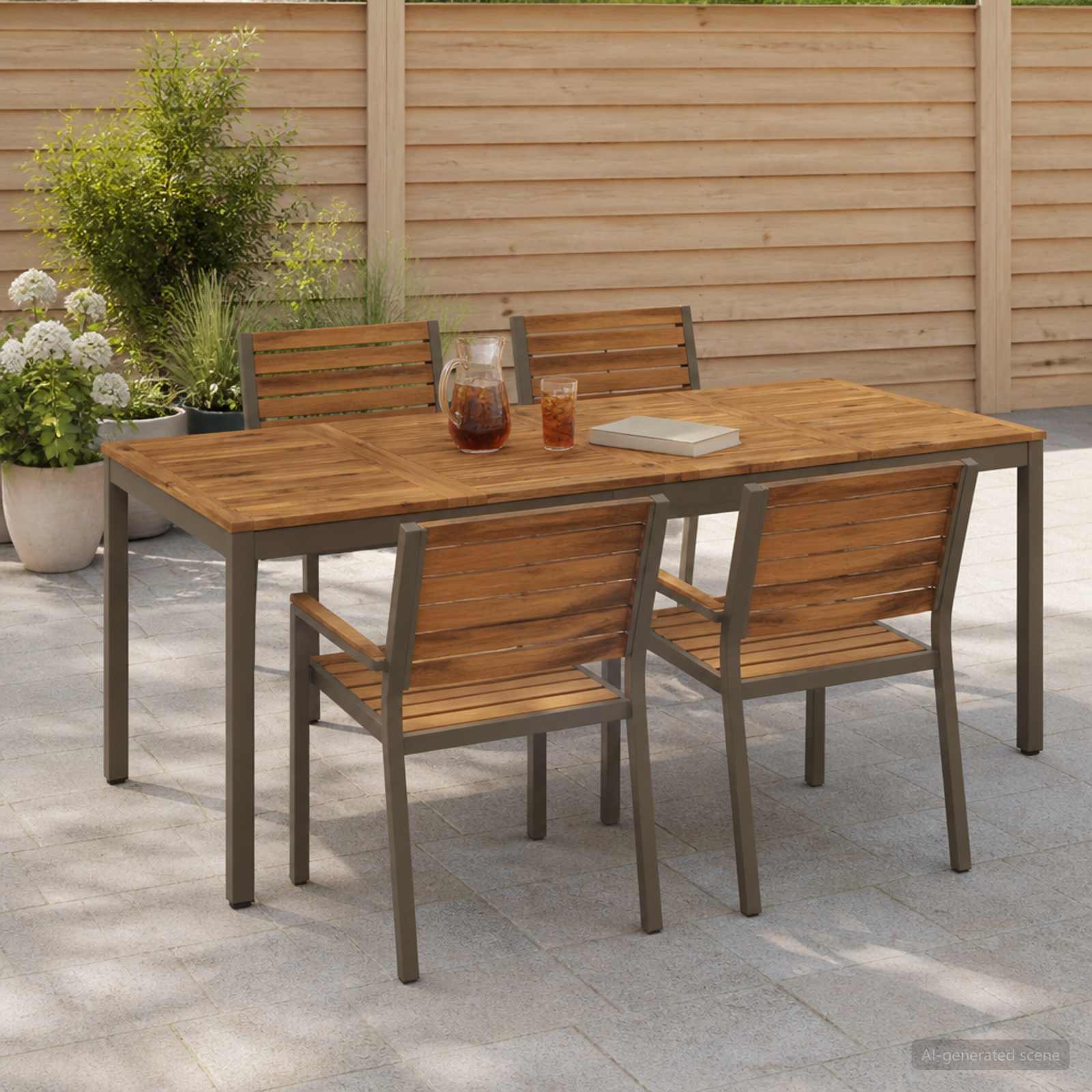 Tavolo da cena da giardino Naturale e Caffè 147 x 88,5 x 75 cm