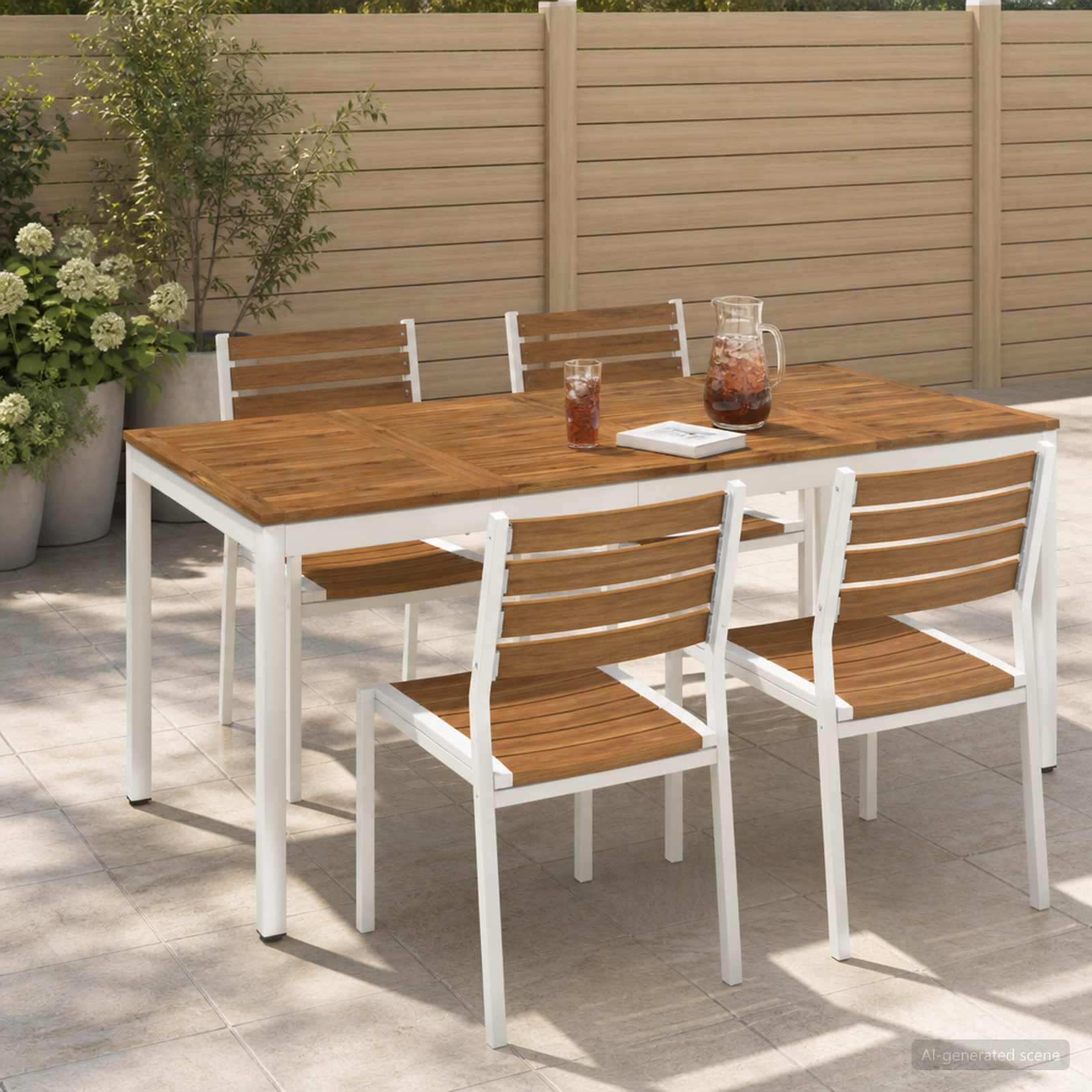Tavolo da cena da giardino Naturale e Bianco 180 x 88,5 x 75 cm