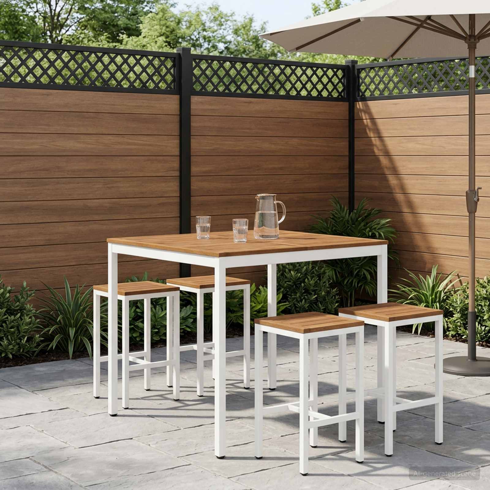 Tavolo Bar da Giardino NAARDEN Naturale e Bianco