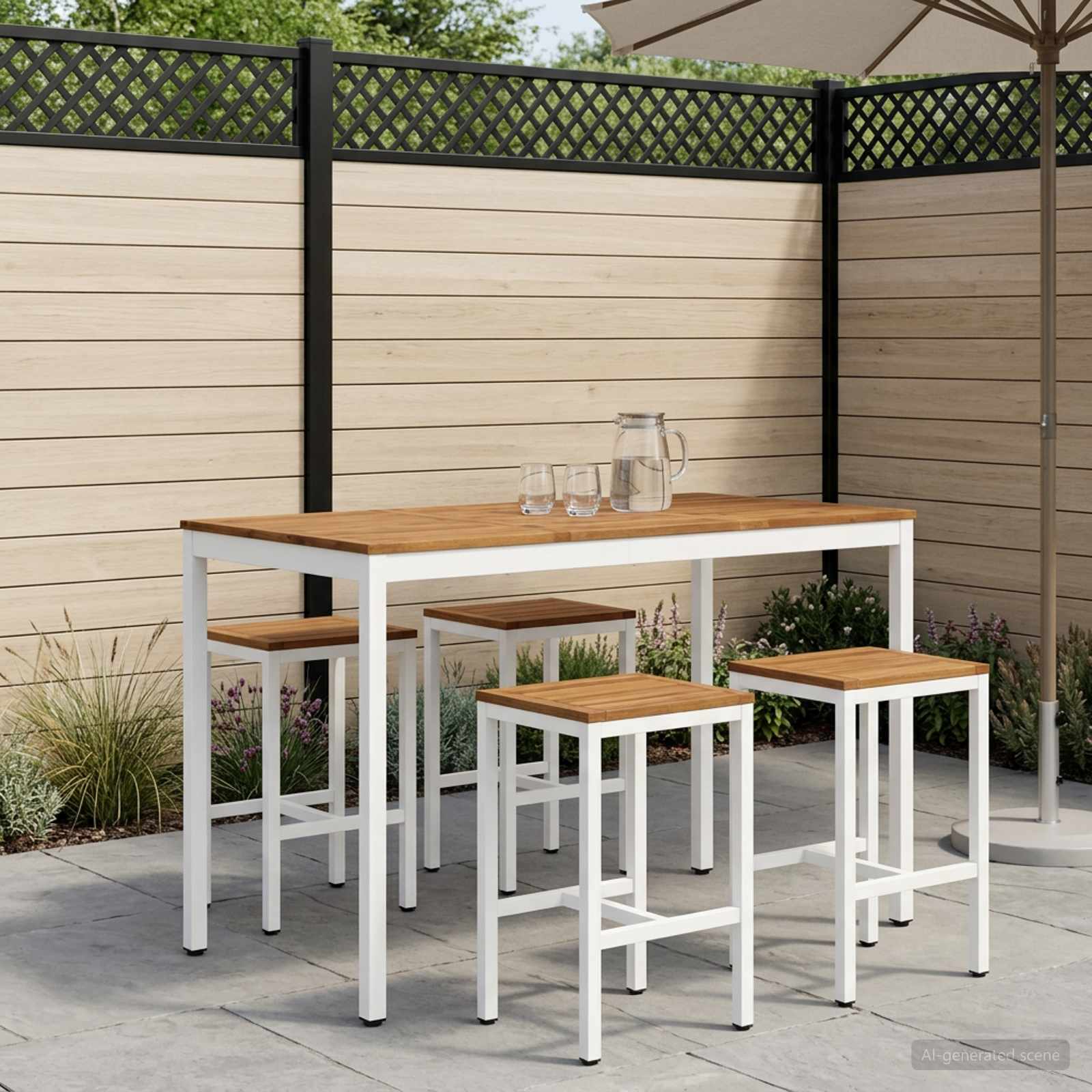 Tavolo Bar da Giardino NAARDEN Naturale e Bianco