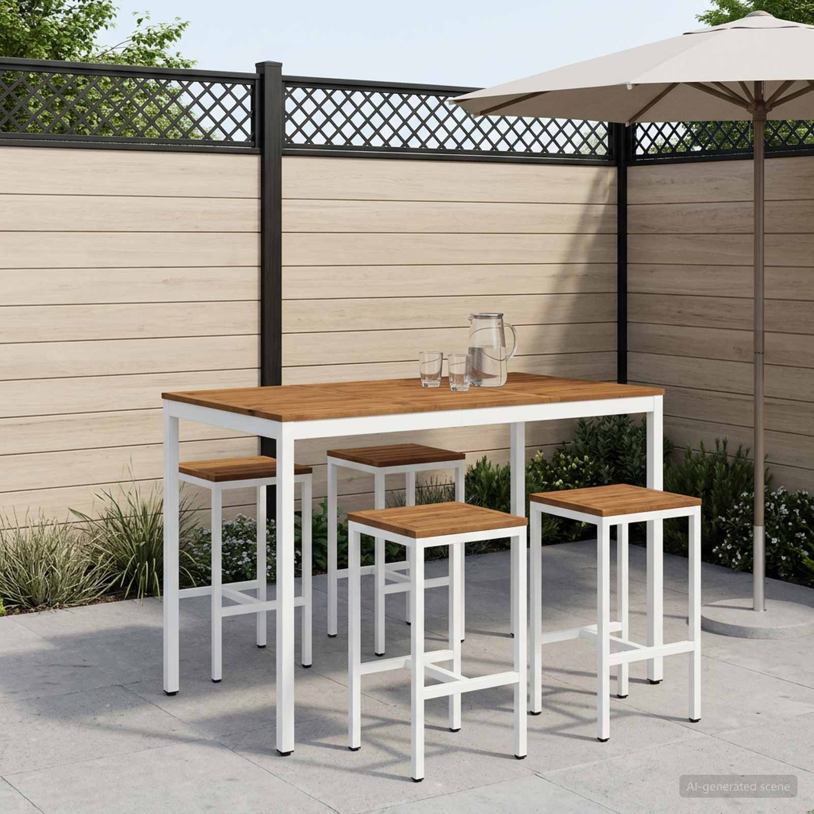 Tavolo Bar da Giardino NAARDEN Naturale e Bianco