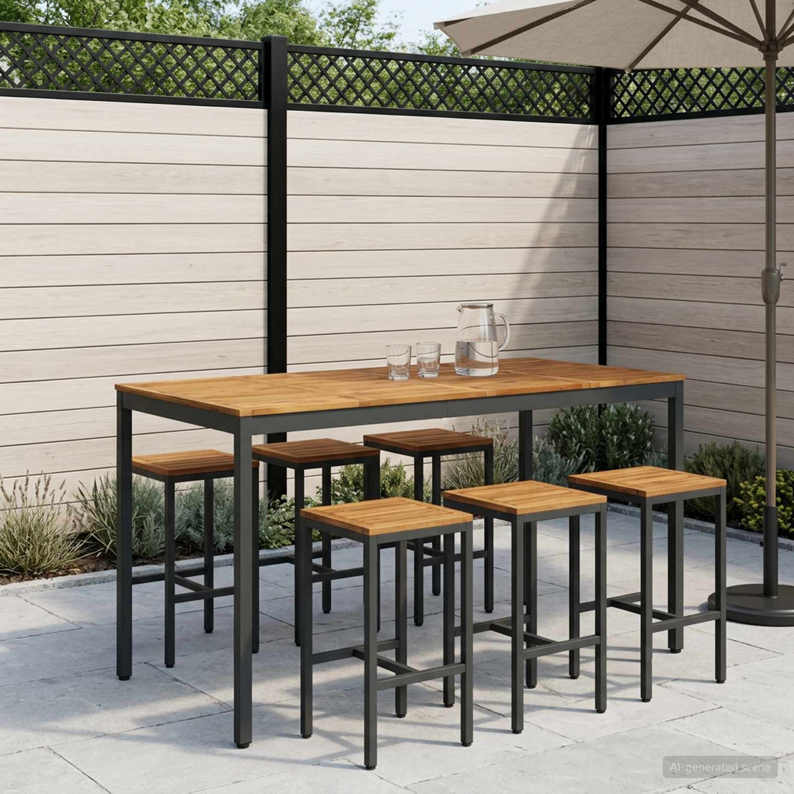 Tavolo Bar da Giardino NAARDEN Naturale e Nero