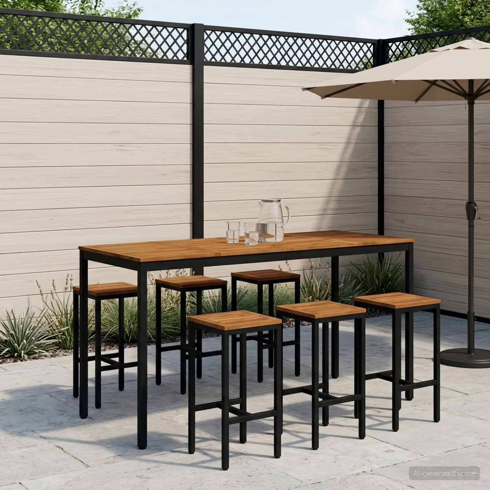 Tavolo Bar da Giardino NAARDEN Naturale e Nero