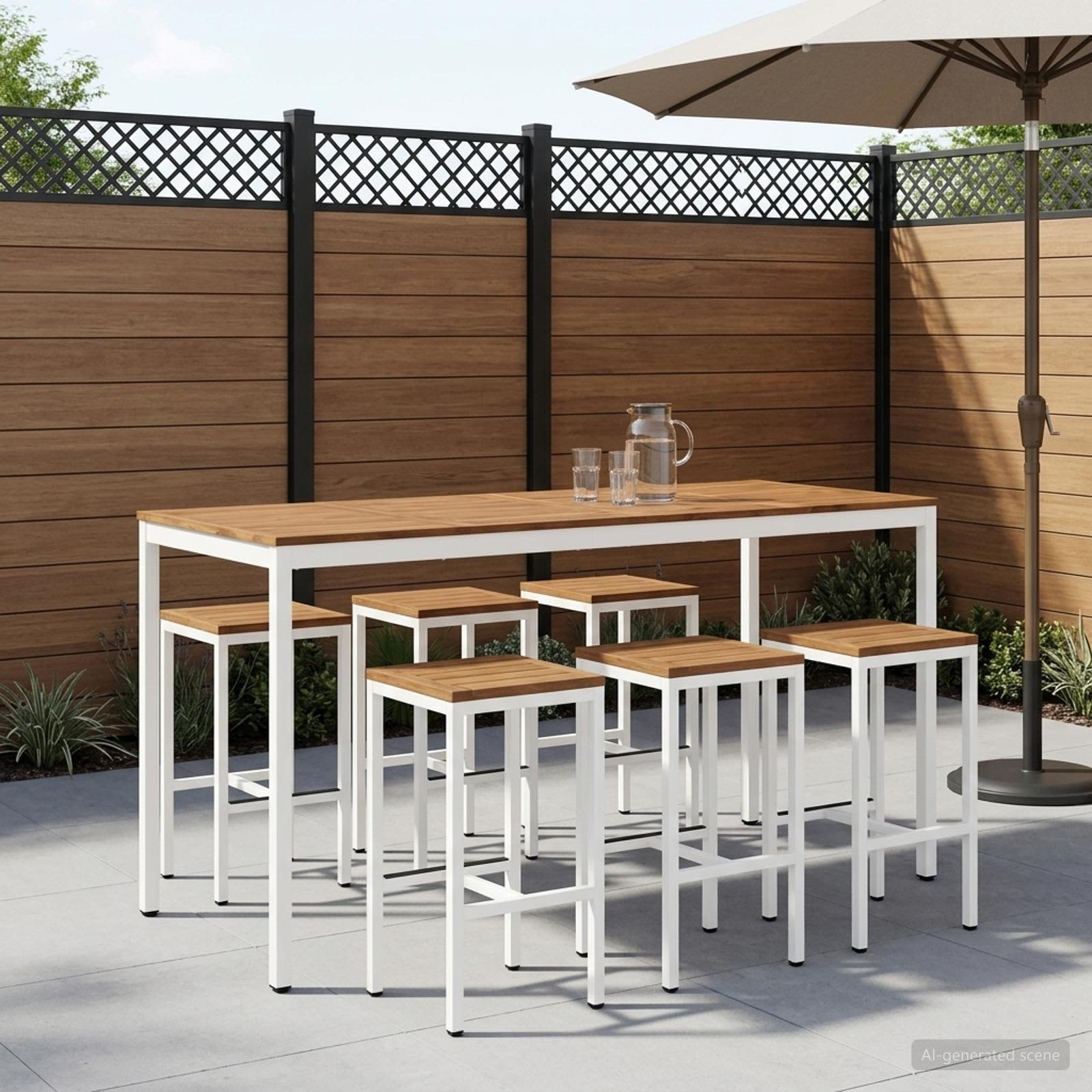 Tavolo Bar da Giardino NAARDEN Naturale e Bianco