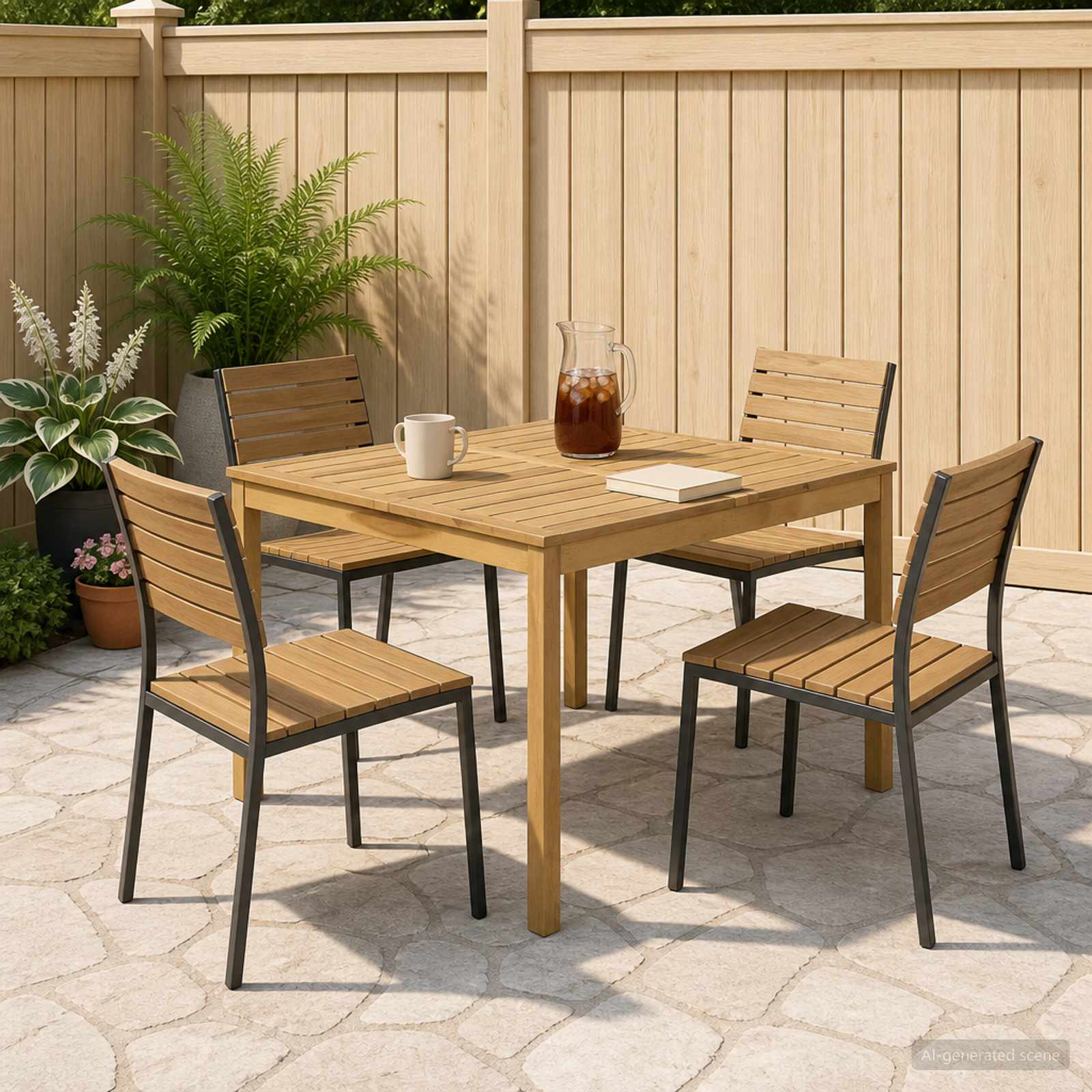 Tavolo da cena da giardino Sbiancato 110 x 108,5 x 75 cm