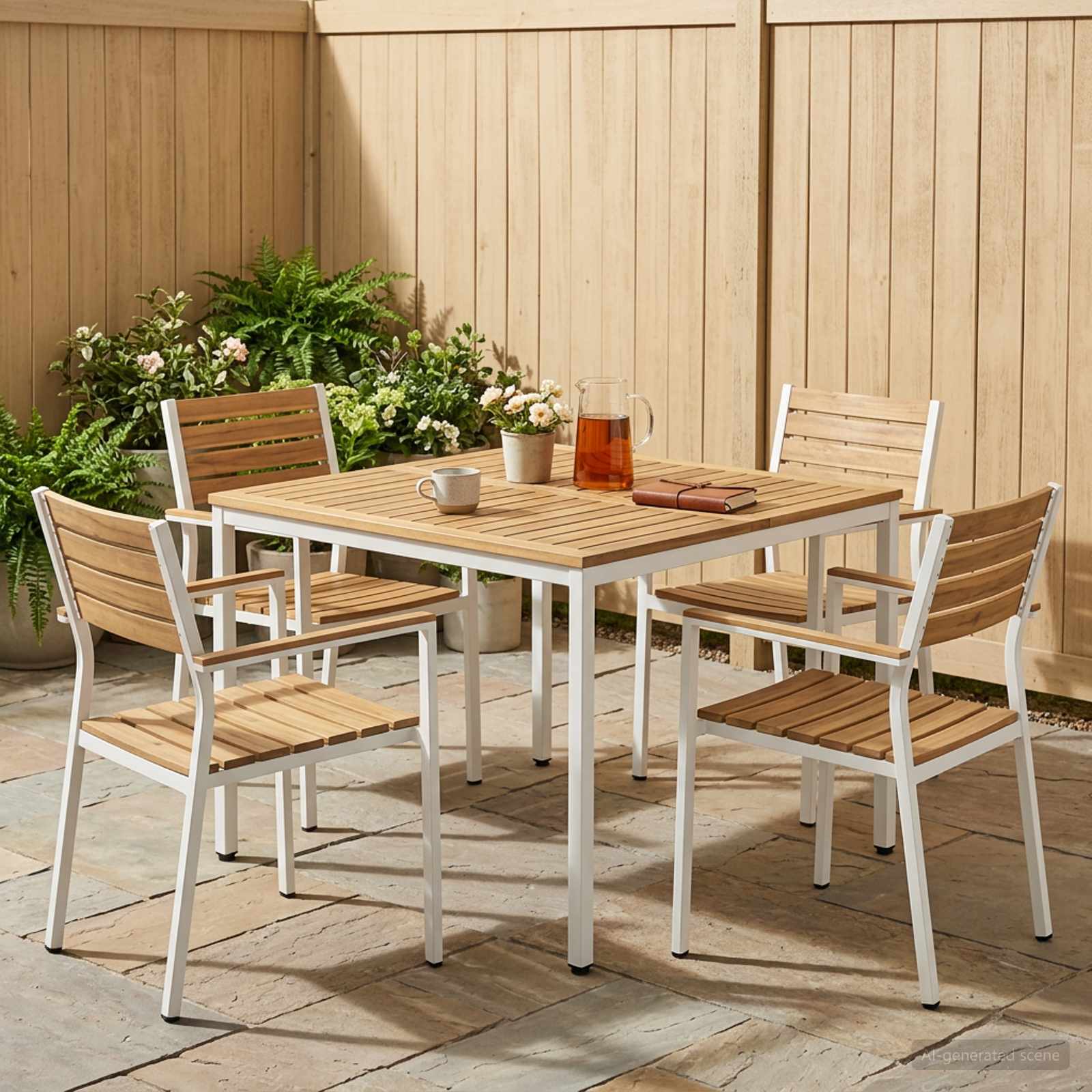 Tavolo da cena da giardino Sbiancato 110 x 108,5 x 75 cm