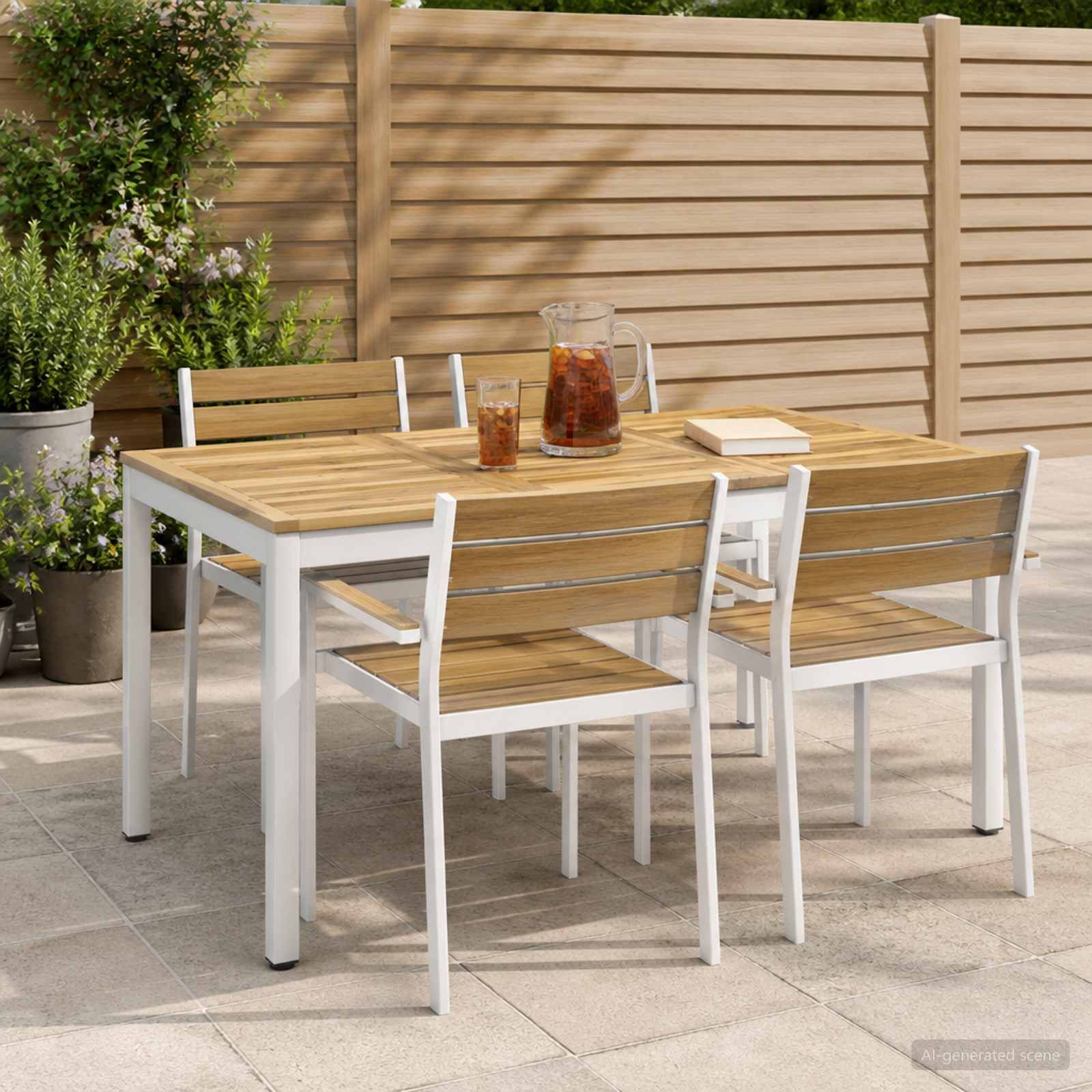 Tavolo da cena da giardino Sbiancato 141 x 80,5 x 75 cm