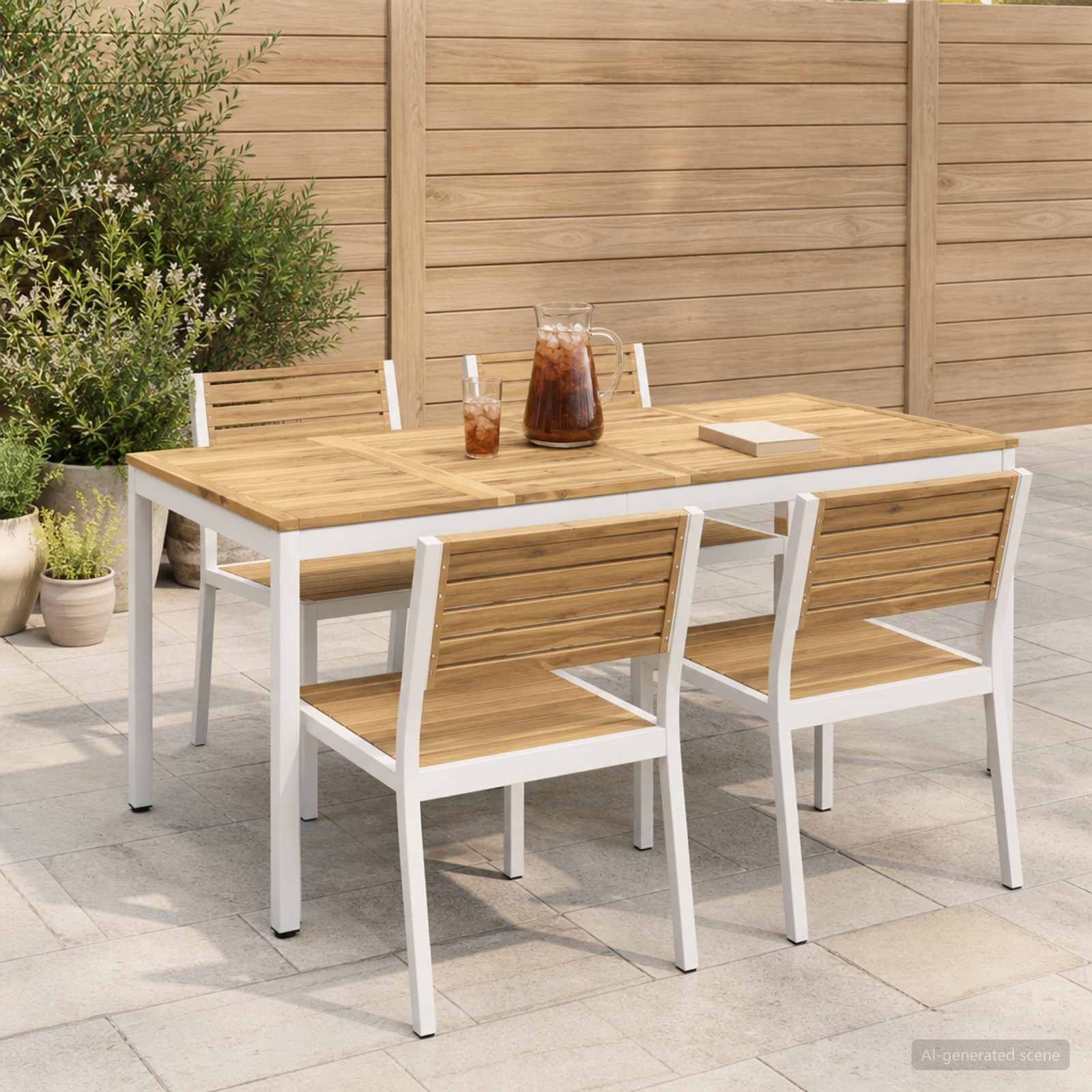 Tavolo da cena da giardino Sbiancato 180 x 88,5 x 75 cm