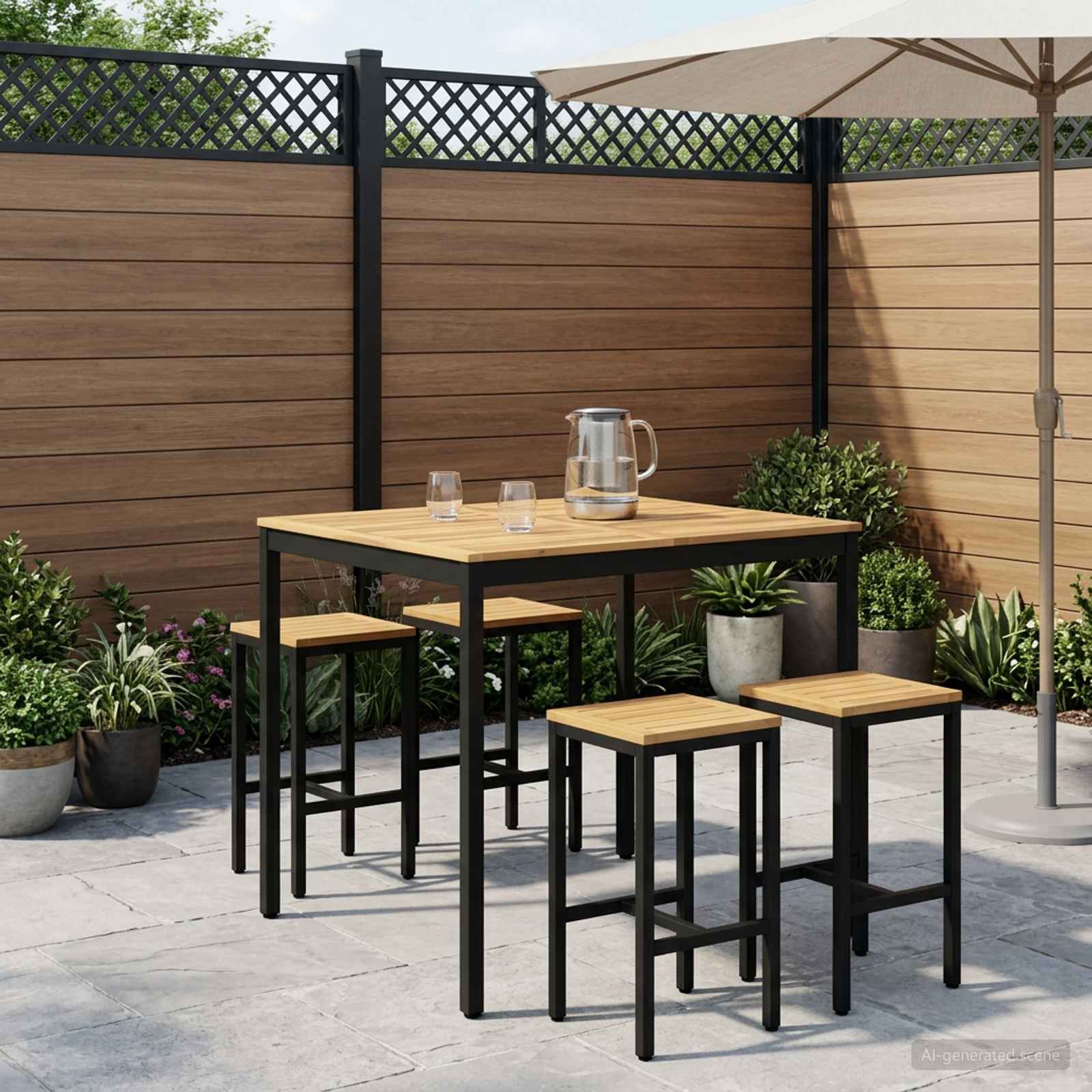 Tavolo Bar da Giardino NAARDEN Bianco e Nero