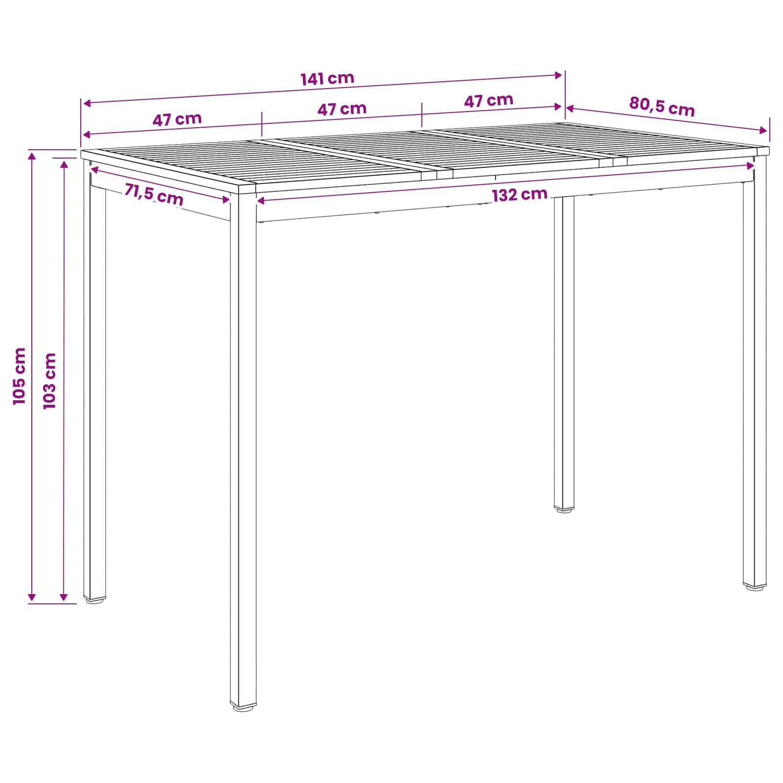Tavolo Bar da Giardino NAARDEN Sbiancato 141 x 80,5 x 105 cm