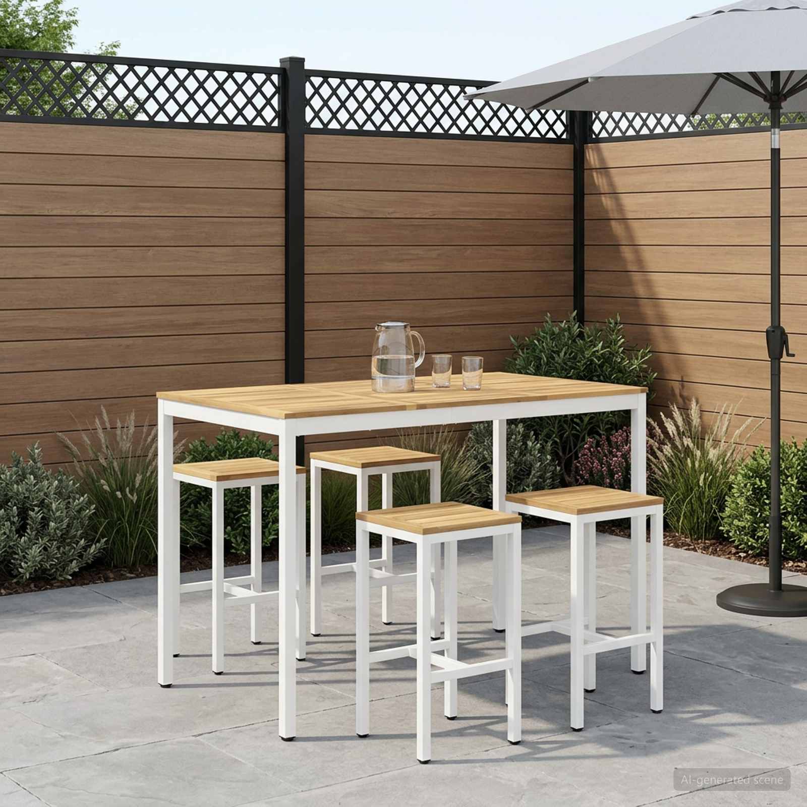 Tavolo Bar da Giardino NAARDEN Sbiancato 147 x 88,5 x 105 cm