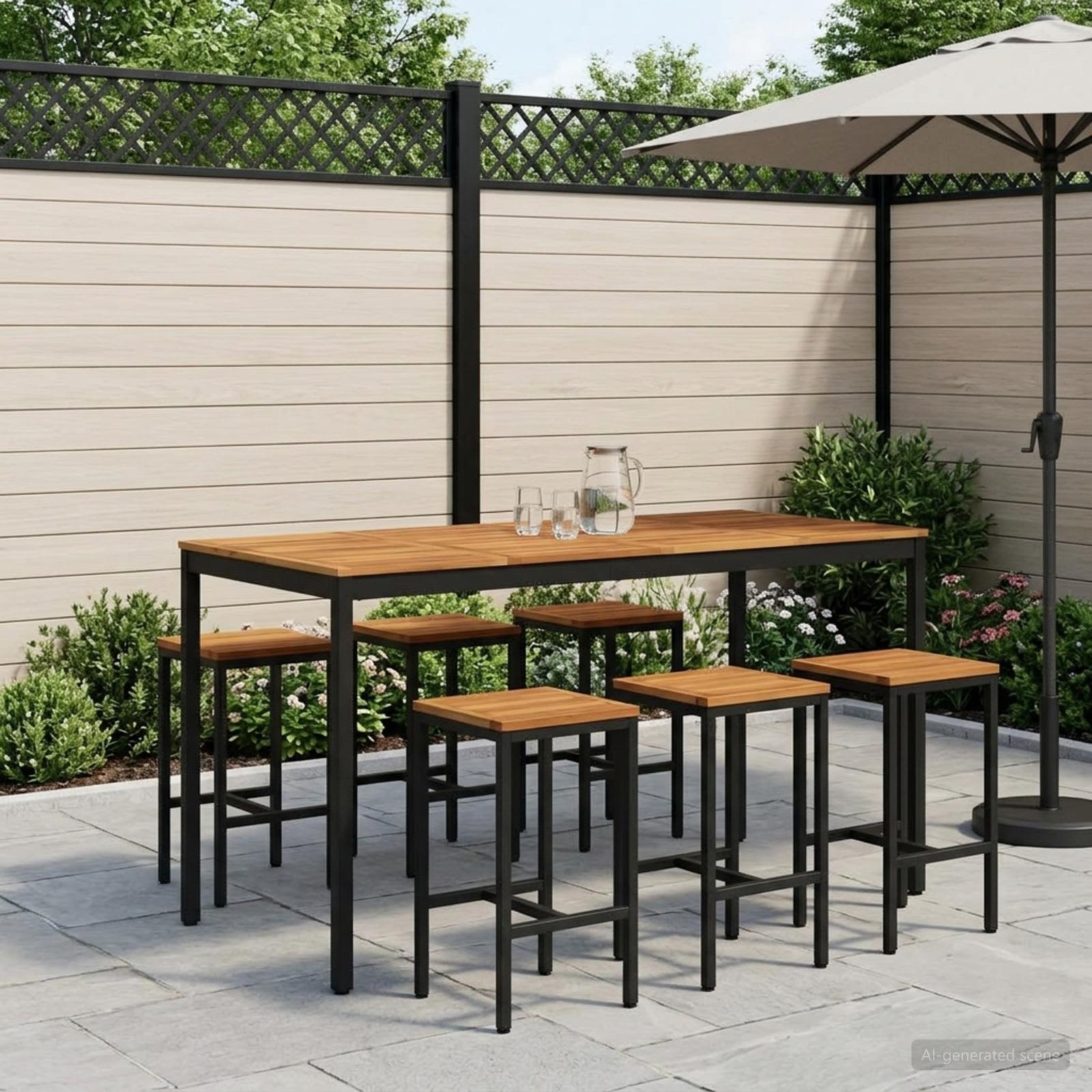 Tavolo Bar da Giardino NAARDEN Bianco decapato e nero