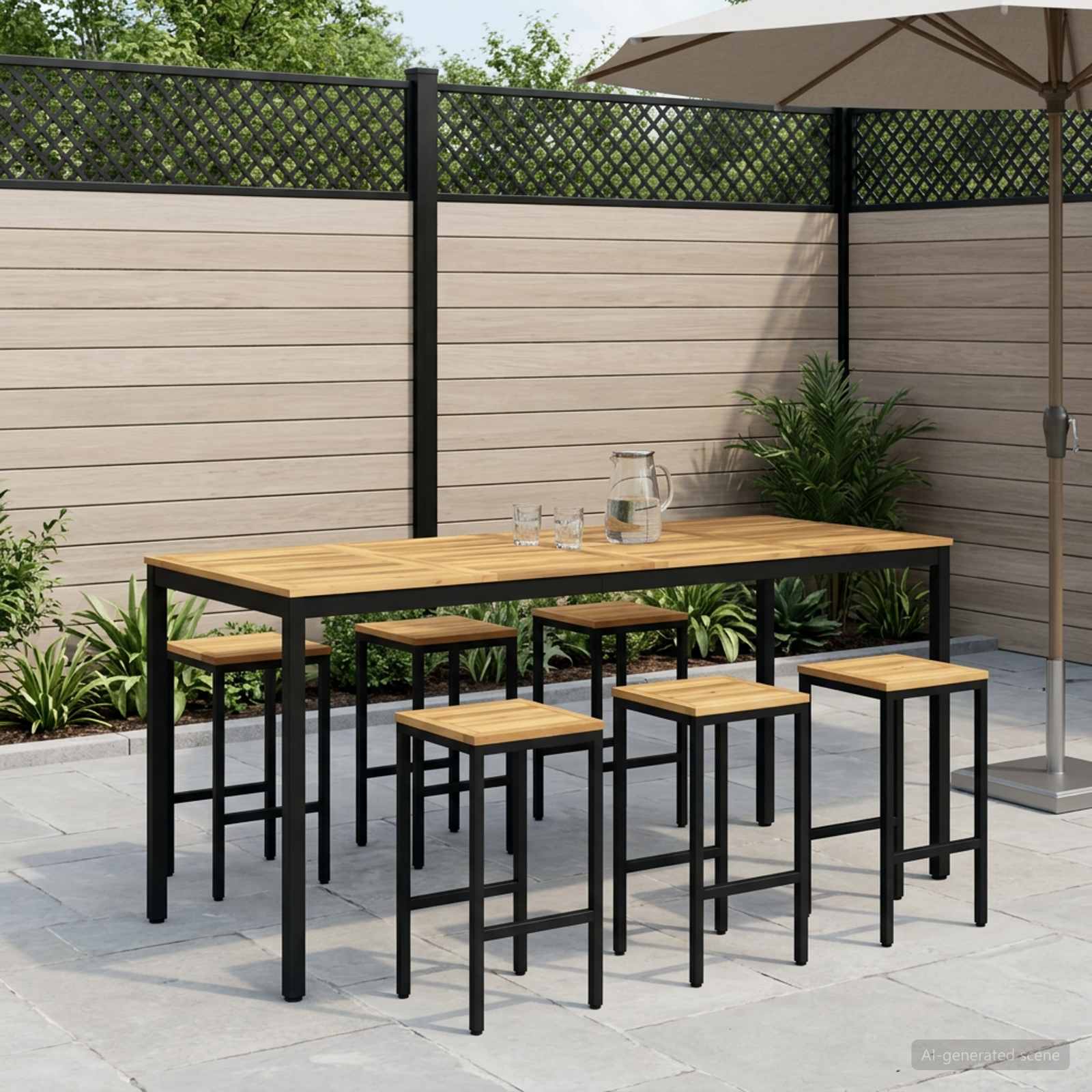 Tavolo Bar da Giardino NAARDEN Bianco e Nero