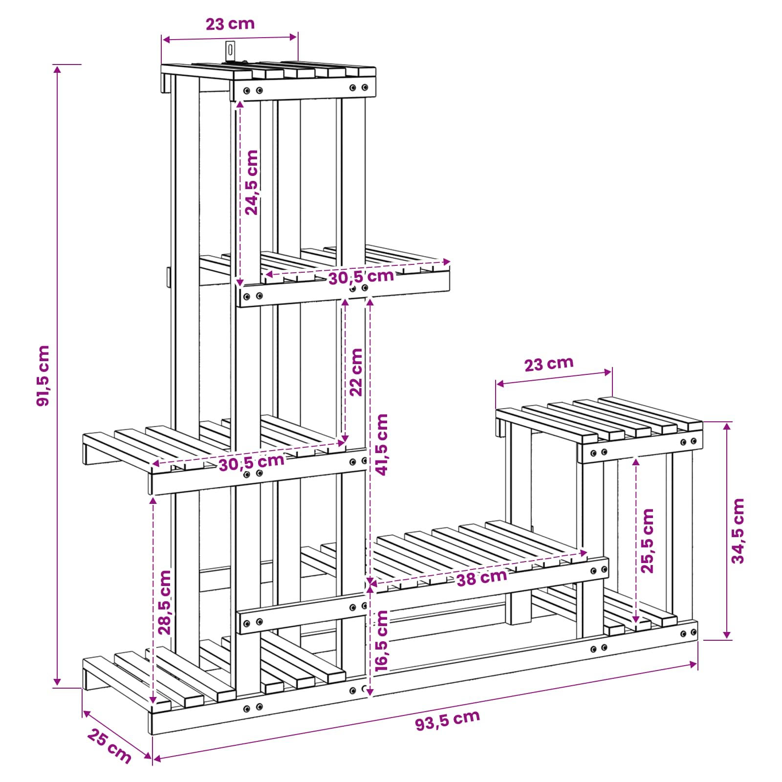 Supporto per piante Naturale 93,5 x 25 x 91,5 cm