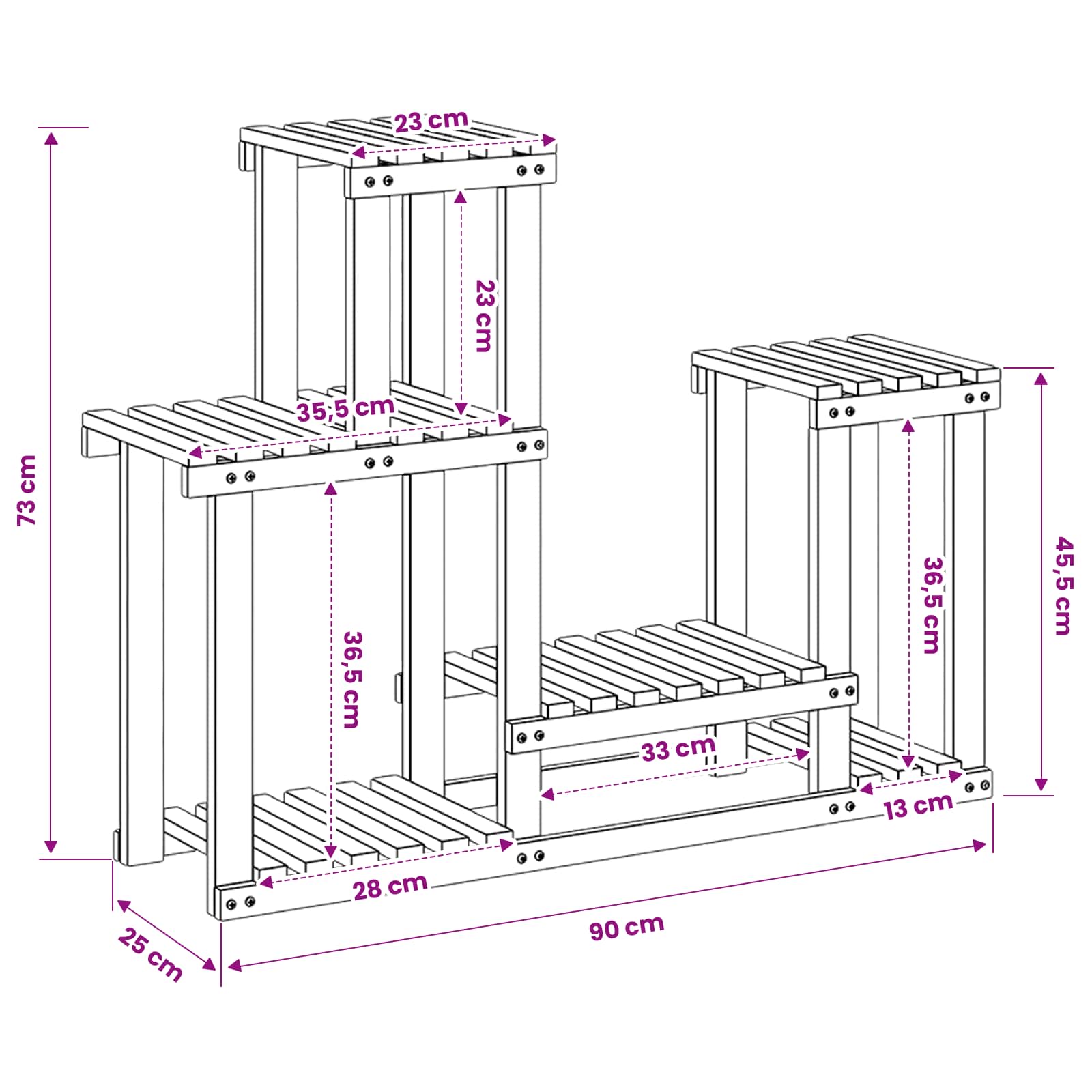 Supporto per piante Bianco 90 x 25 x 73 cm