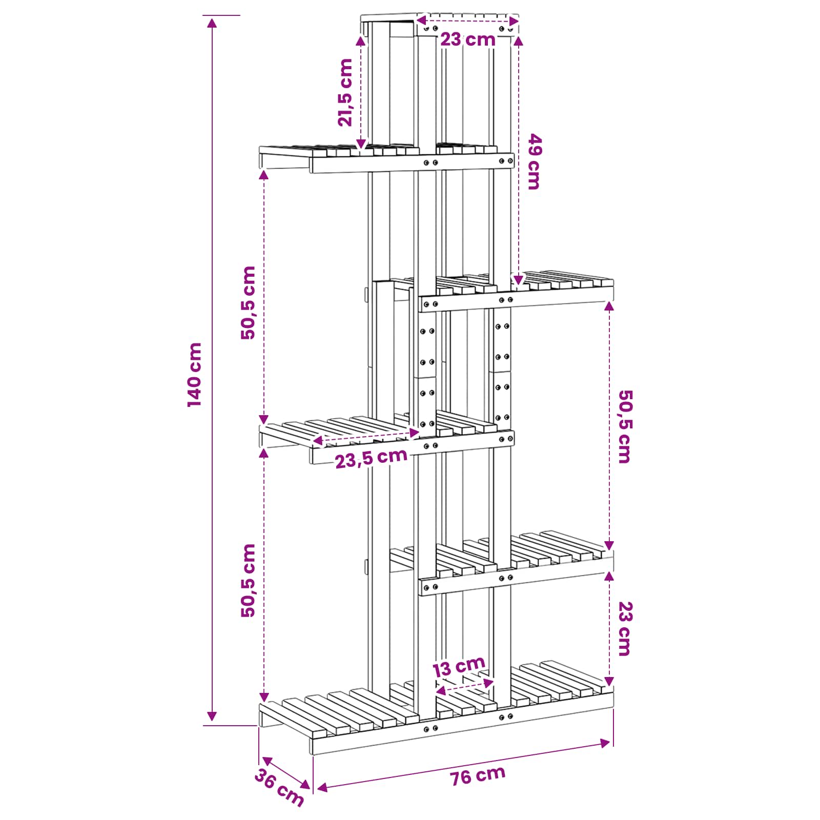 Supporto per piante Naturale 68 x 23,5 x 140 cm