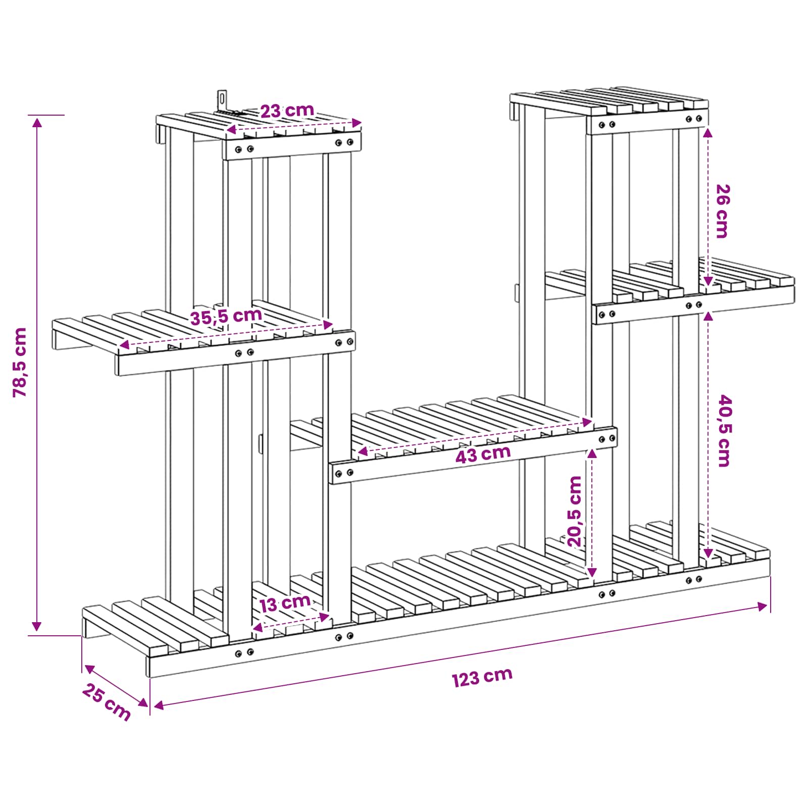 Supporto per piante Naturale 123 x 25 x 78,5 cm