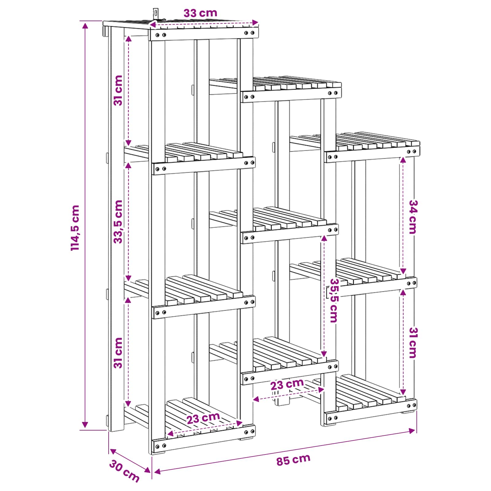 Supporto per piante Naturale 85 x 30 x 114,5 cm