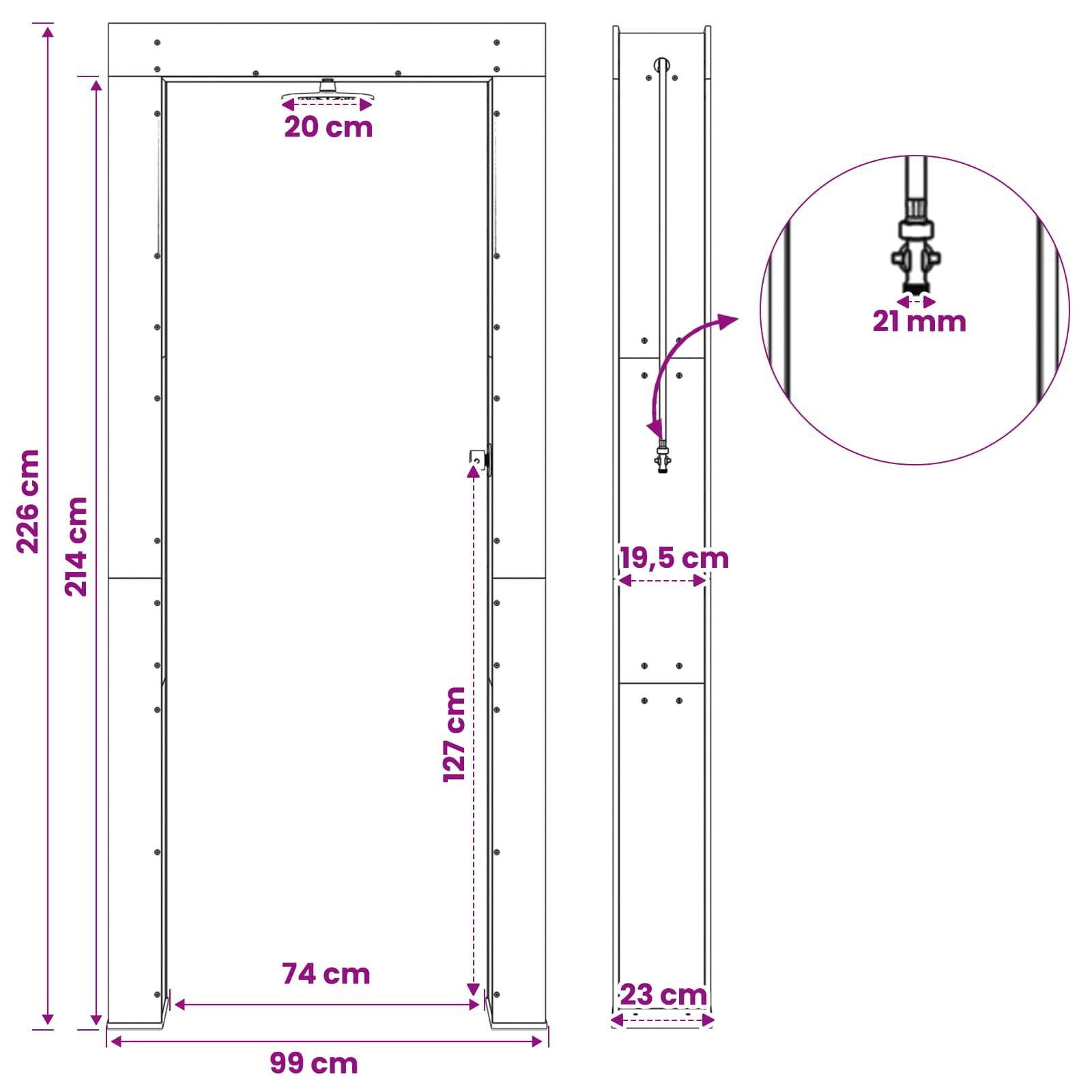 Doccia da esterno 226 cm Naturale