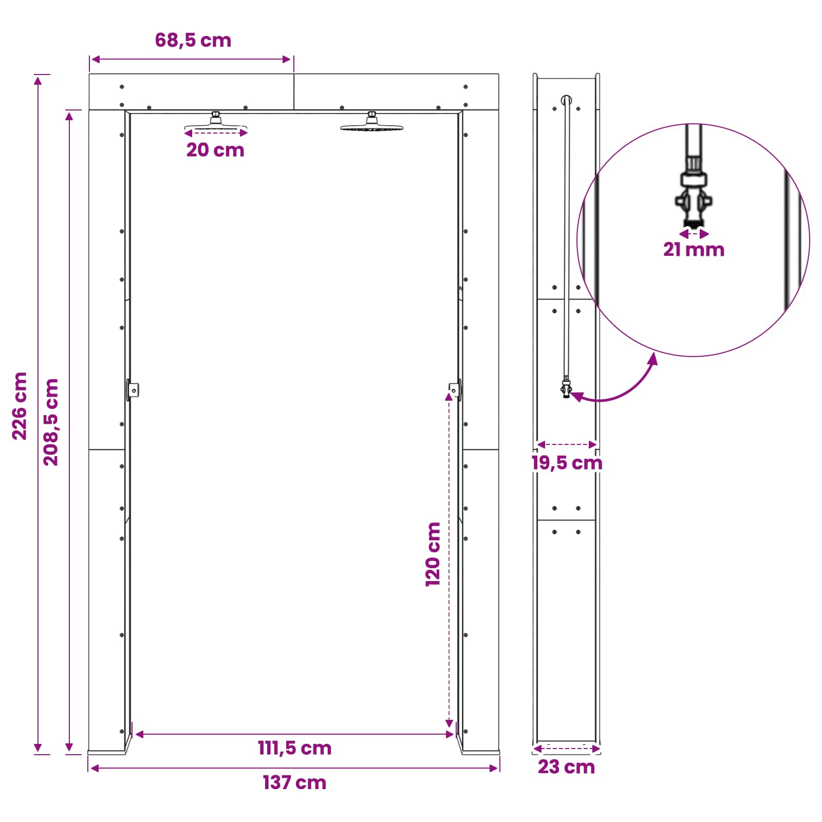 Doccia da esterno 226 cm Bianco