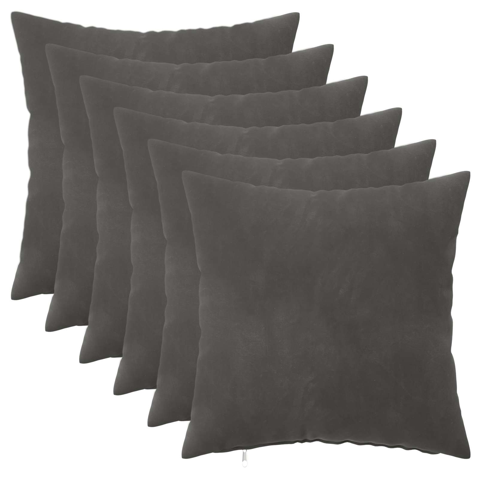 Federa 6 pcs HEERLEN Grigio Scuro 30 x 30 cm Velluto