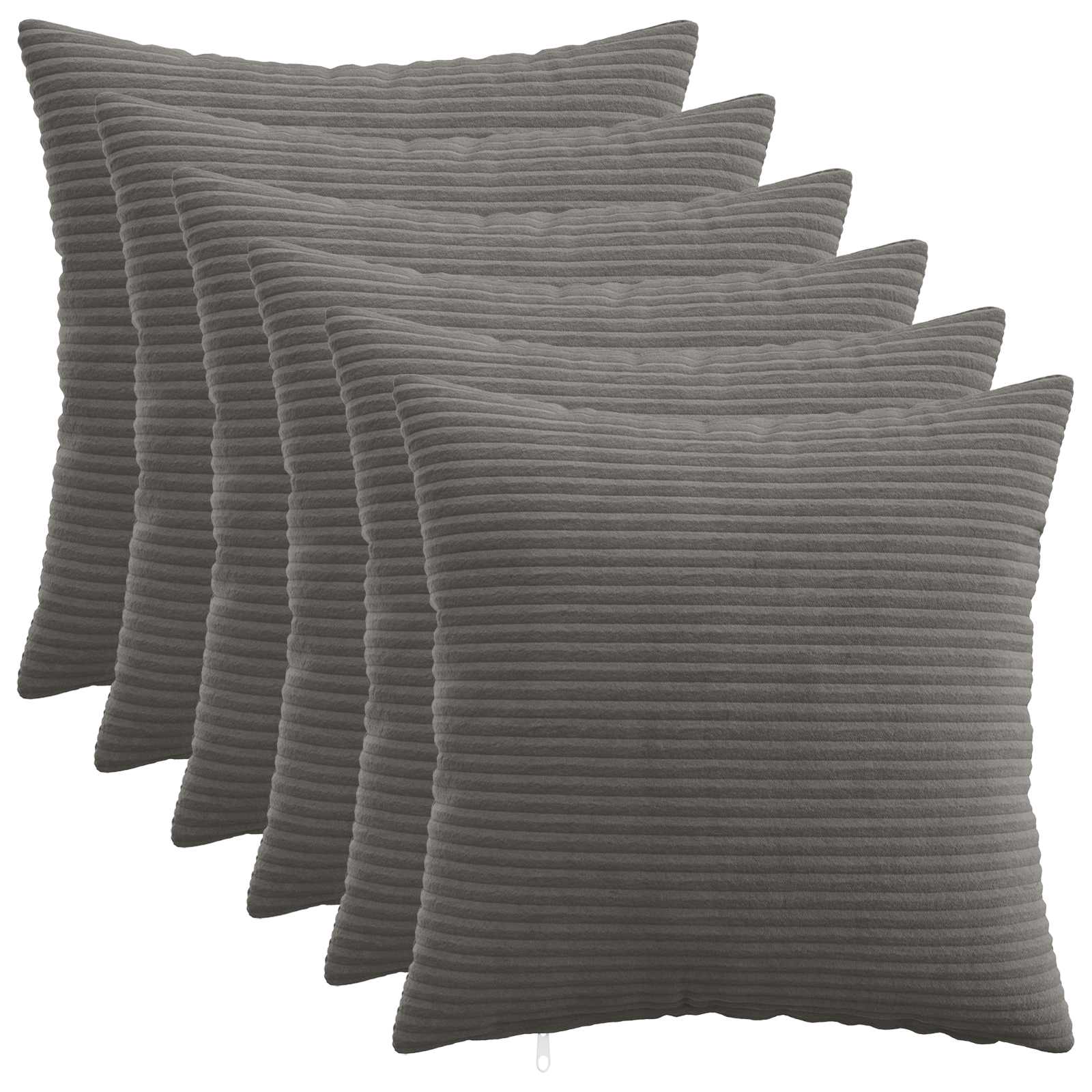 Federa 6 pcs HEERLEN Grigio Scuro 30 x 30 cm corduroy