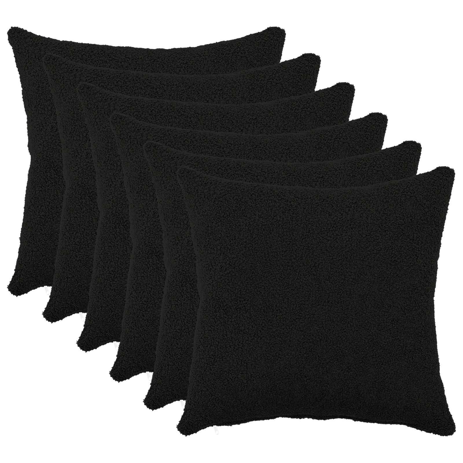 Federa 6 pcs HEERLEN Nero 30 x 30 cm Bouclé