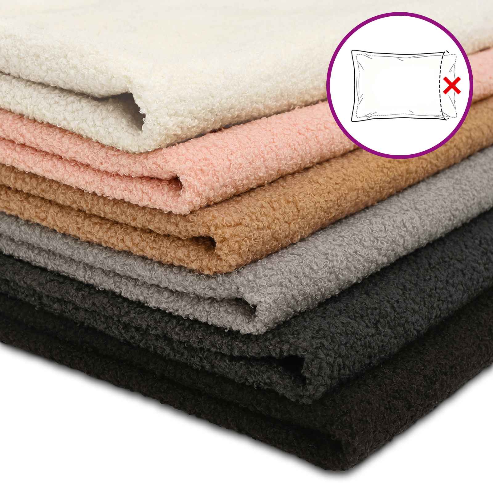 Federa 6 pcs HEERLEN Nero 30 x 30 cm Bouclé