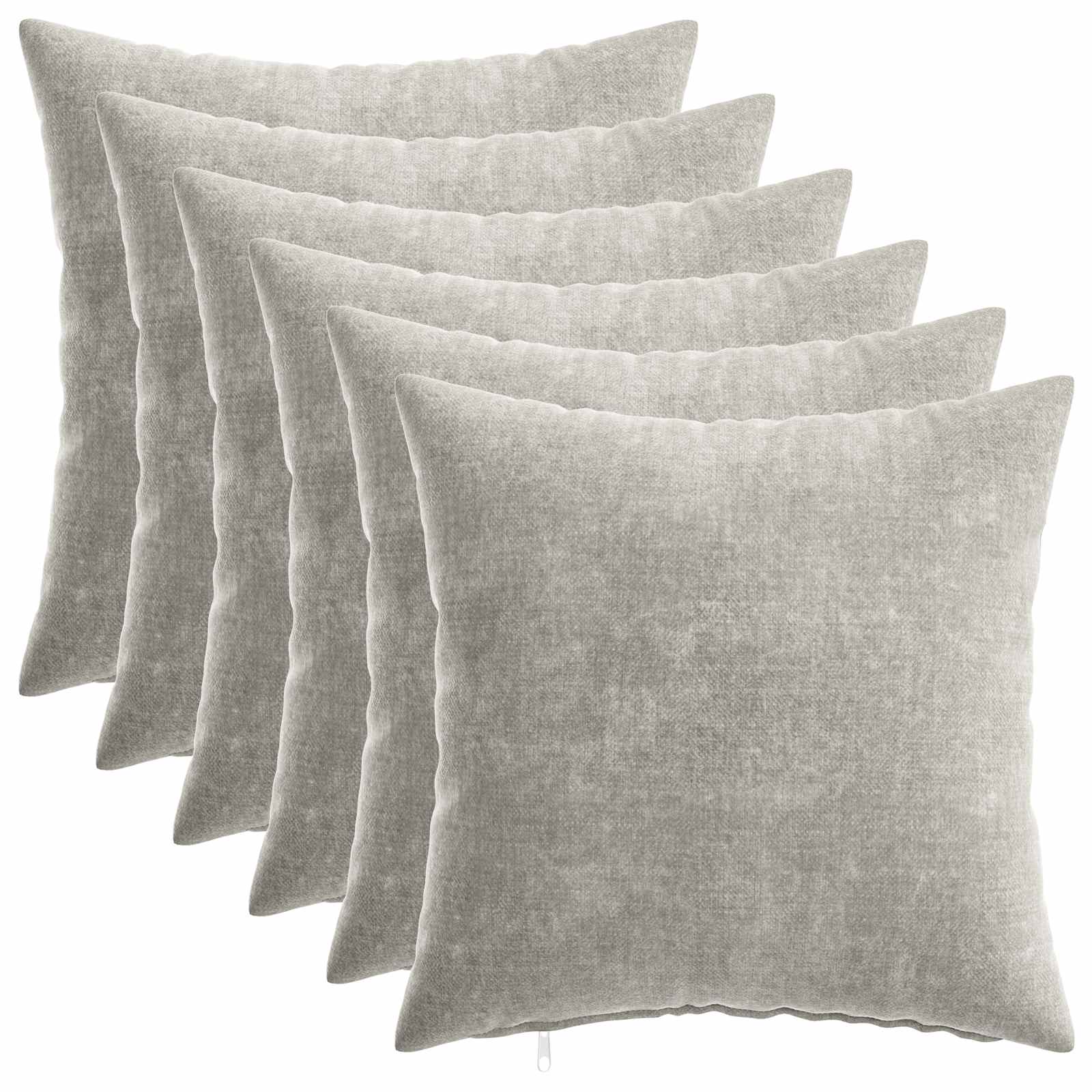 Federa 6 pz HEERLEN Grigio Chiaro 30 x 30 cm Tessuto Chenille